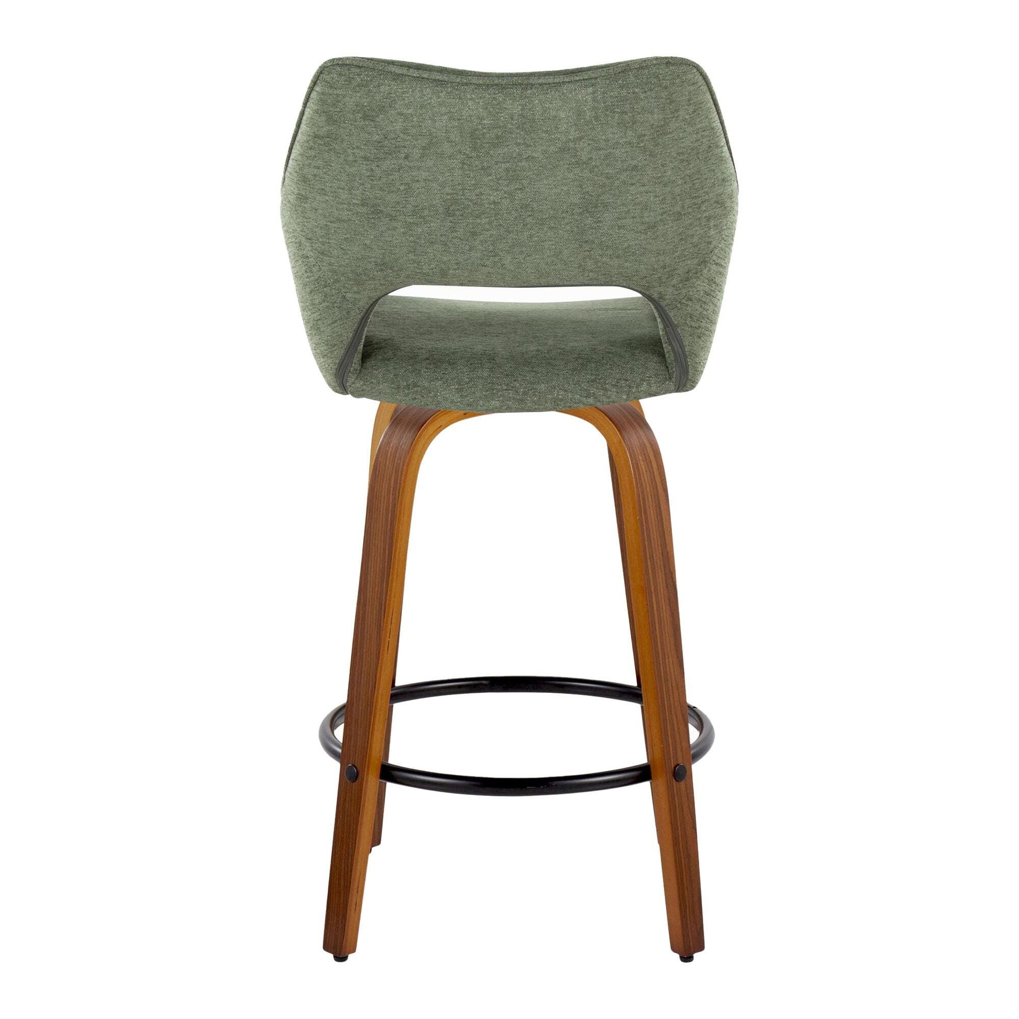 LumiSource Mustang Counter Height Bar Stool (Set of 2), Green/Brown, large