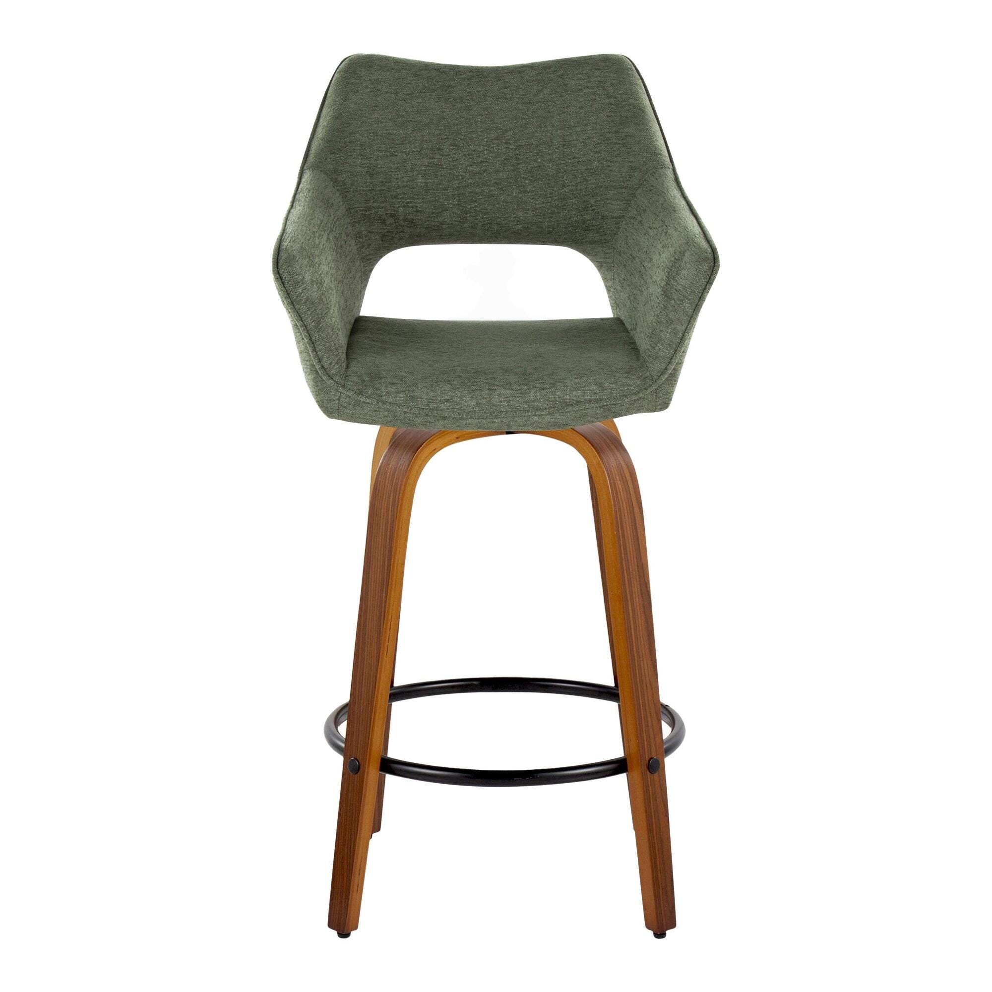 LumiSource Mustang Counter Height Bar Stool (Set of 2), Green/Brown, large