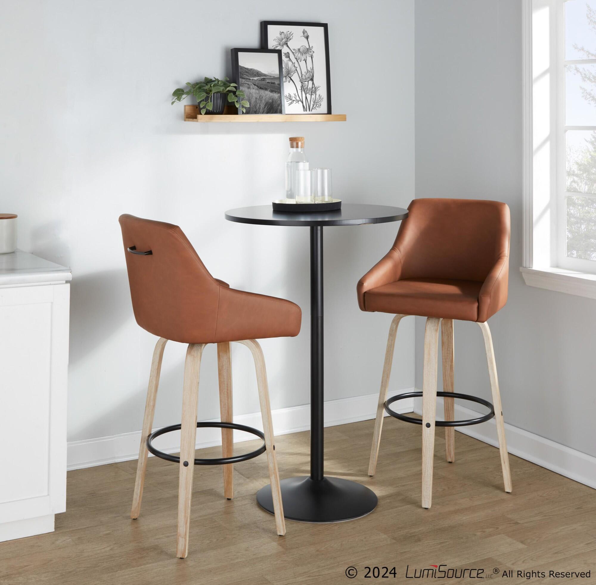 LumiSource Hannah Solid Bar Height Bar Stool (Set of 2), Camel/Black, large