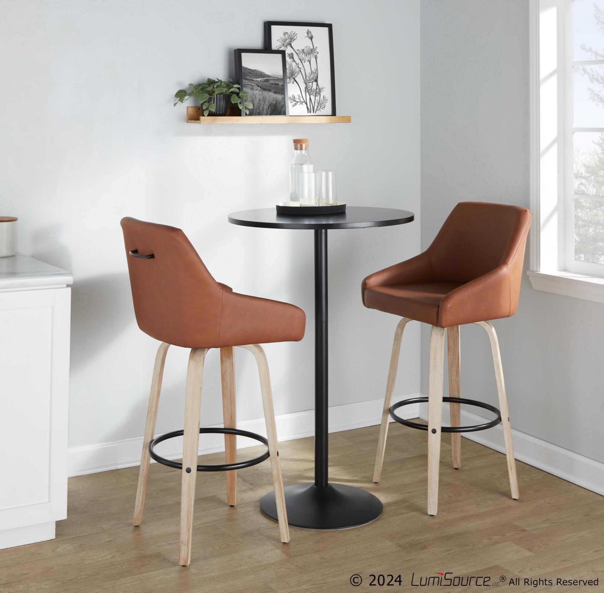 LumiSource Hannah Solid Bar Height Bar Stool (Set of 2), Camel/Black, large