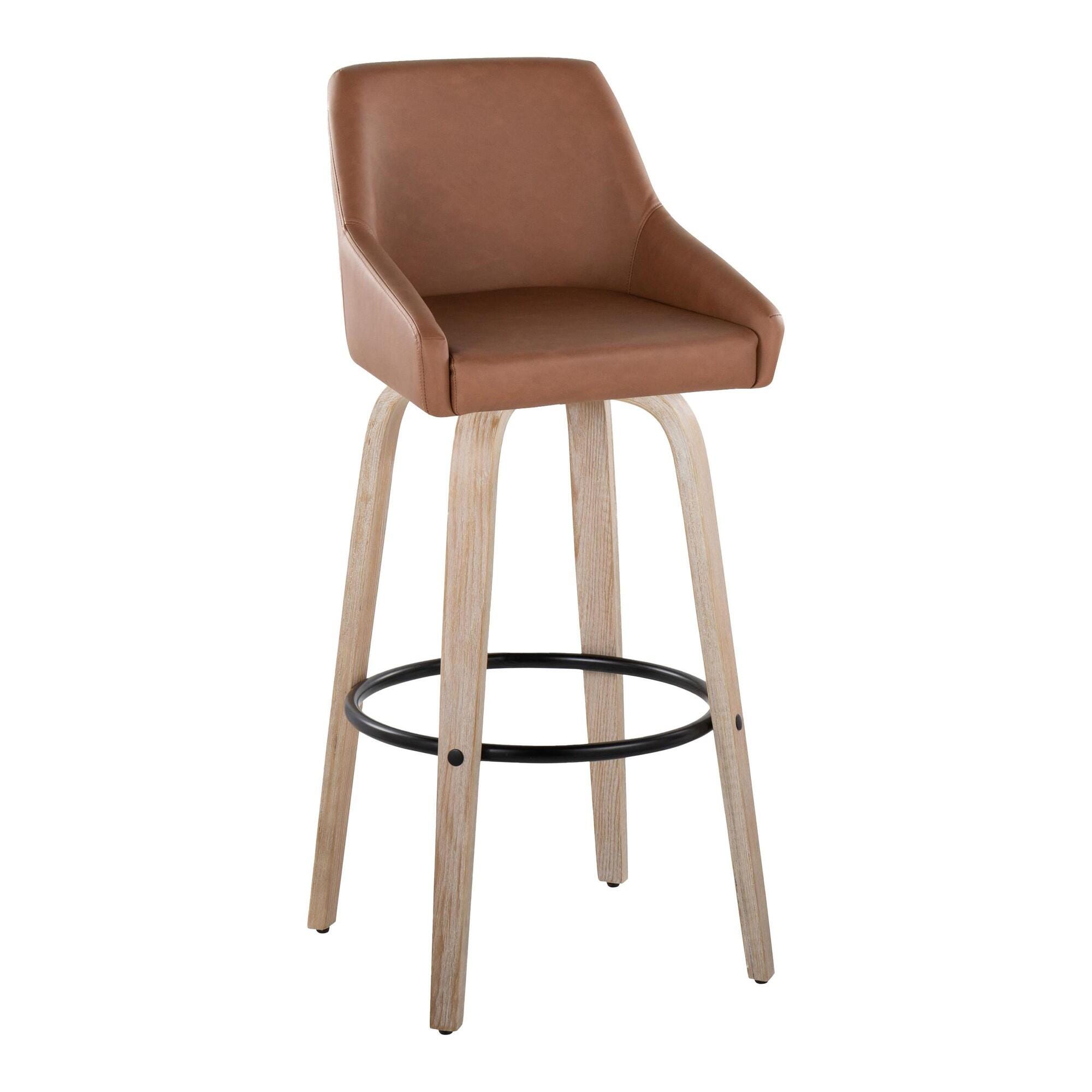 LumiSource Hannah Solid Bar Height Bar Stool (Set of 2), Camel/Black, large