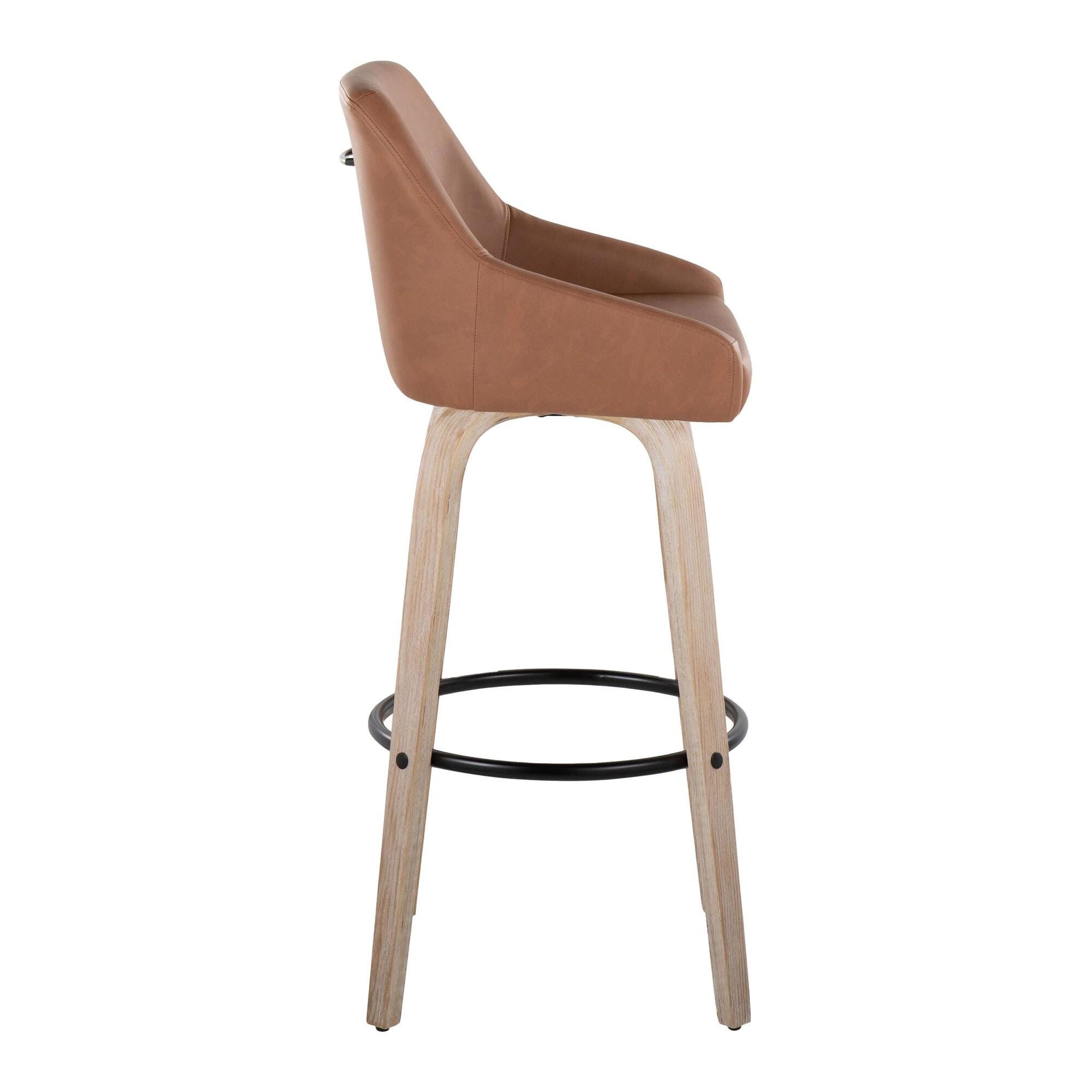 LumiSource Hannah Solid Bar Height Bar Stool (Set of 2), Camel/Black, large