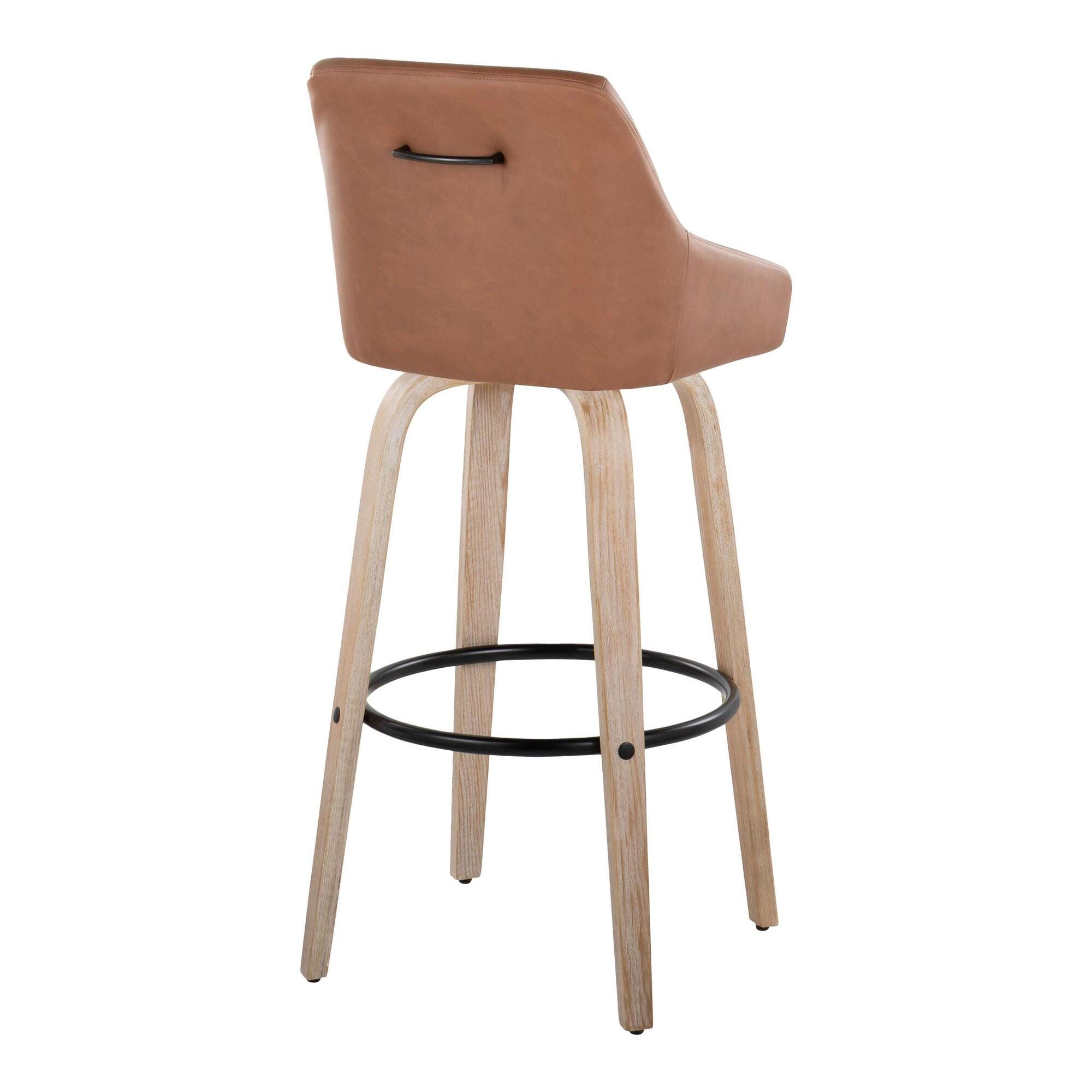LumiSource Hannah Solid Bar Height Bar Stool (Set of 2), Camel/Black, large
