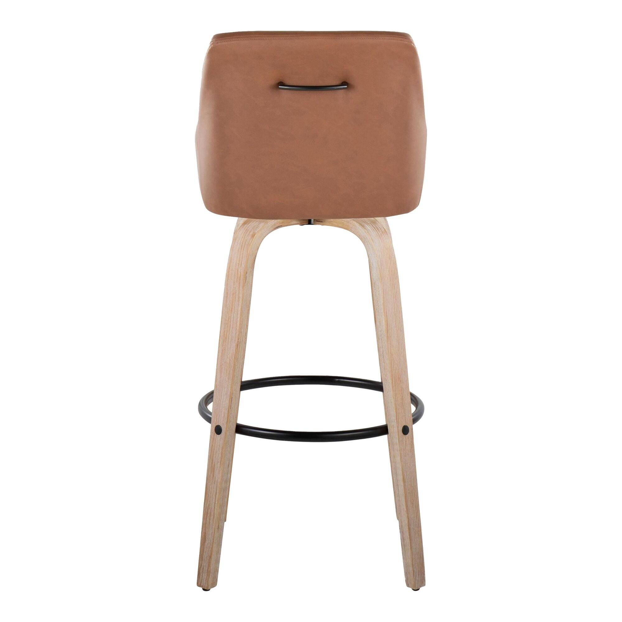 LumiSource Hannah Solid Bar Height Bar Stool (Set of 2), Camel/Black, large