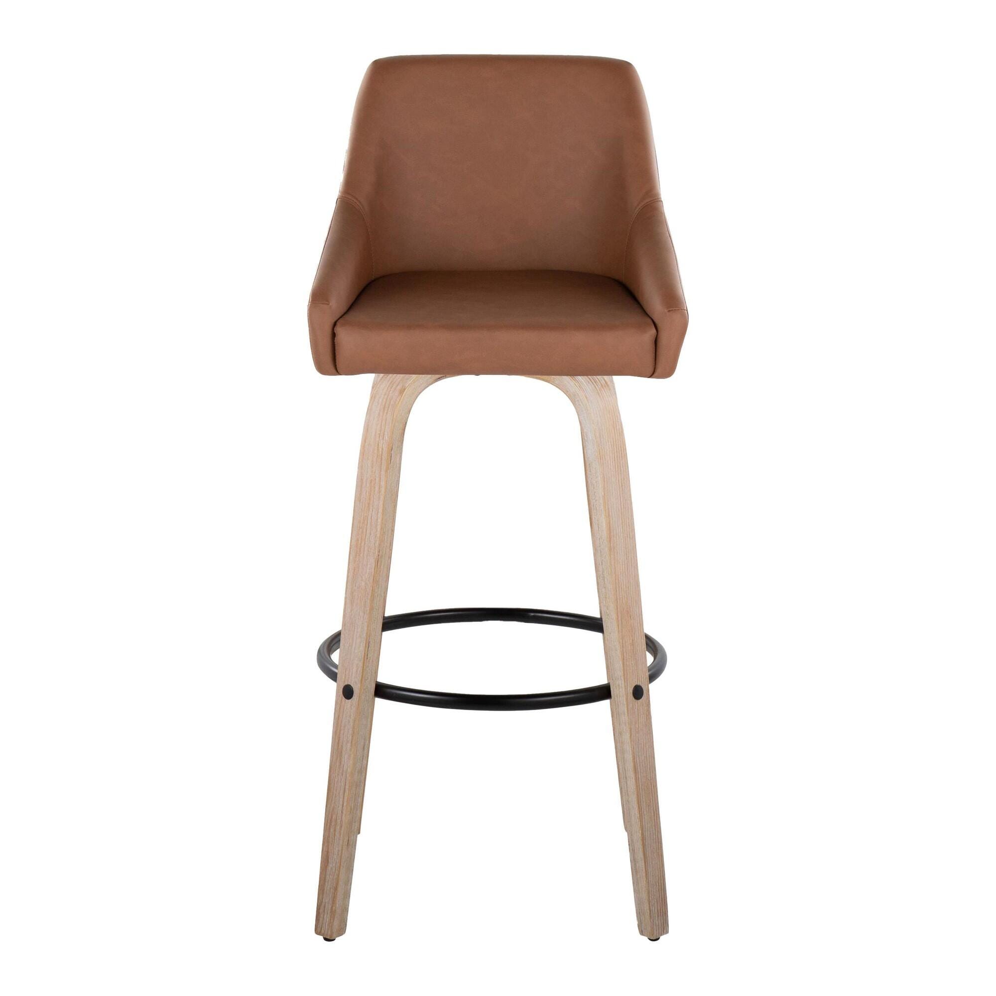 LumiSource Hannah Solid Bar Height Bar Stool (Set of 2), Camel/Black, large