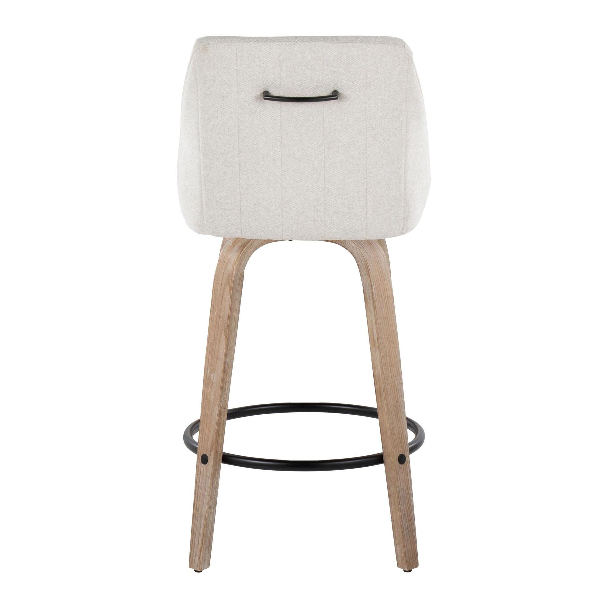 LumiSource Hannah Counter Height Bar Stool (Set of 2), Cream/Black, large