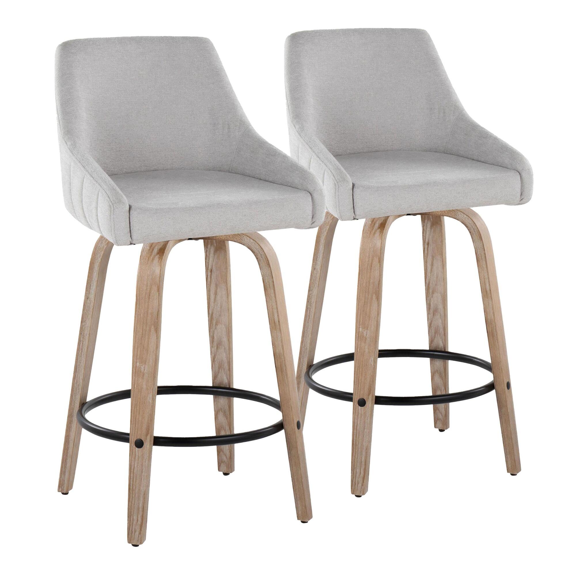 LumiSource Hannah Counter Height Bar Stool (Set of 2), Gray/Black, large