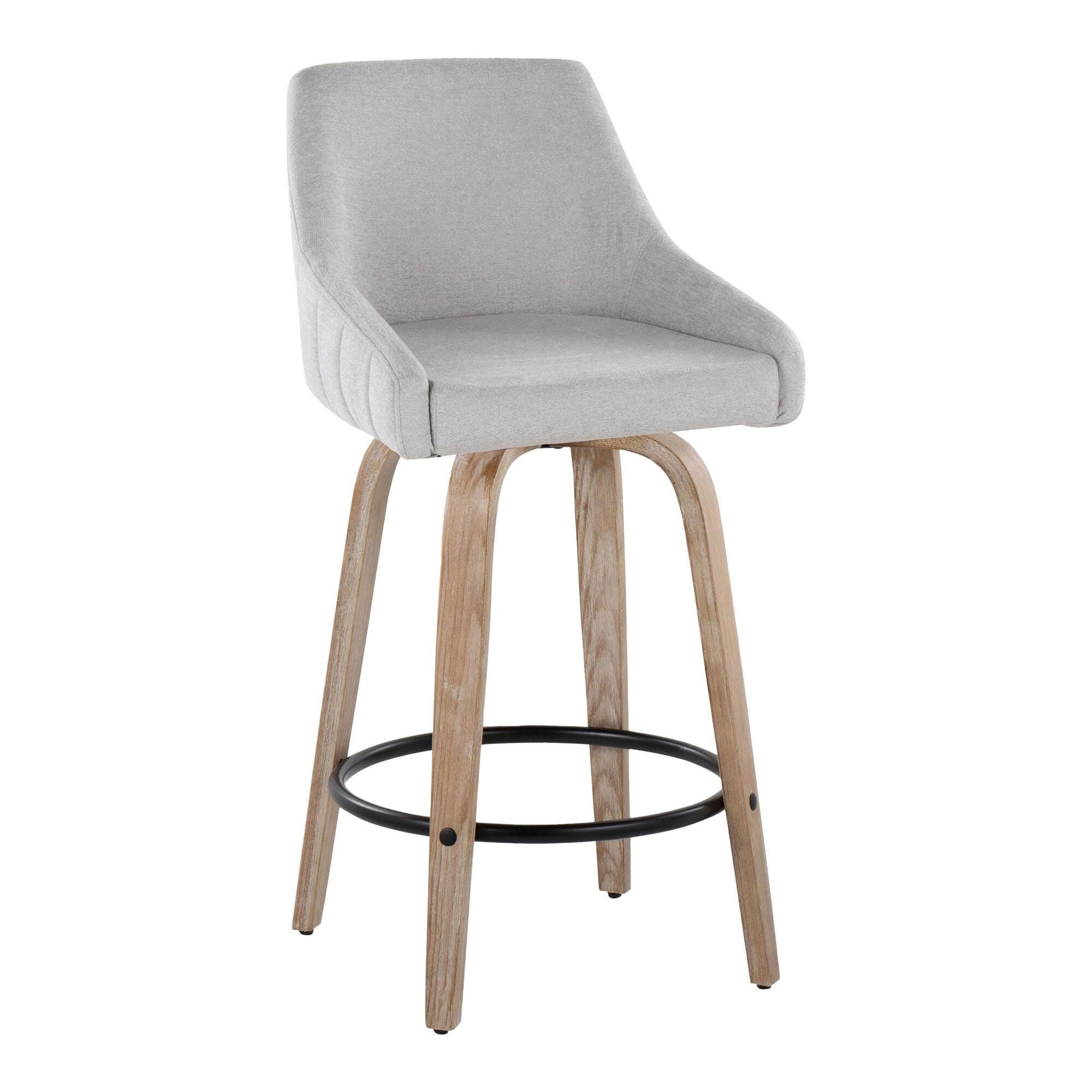 LumiSource Hannah Counter Height Bar Stool (Set of 2), Gray/Black, large