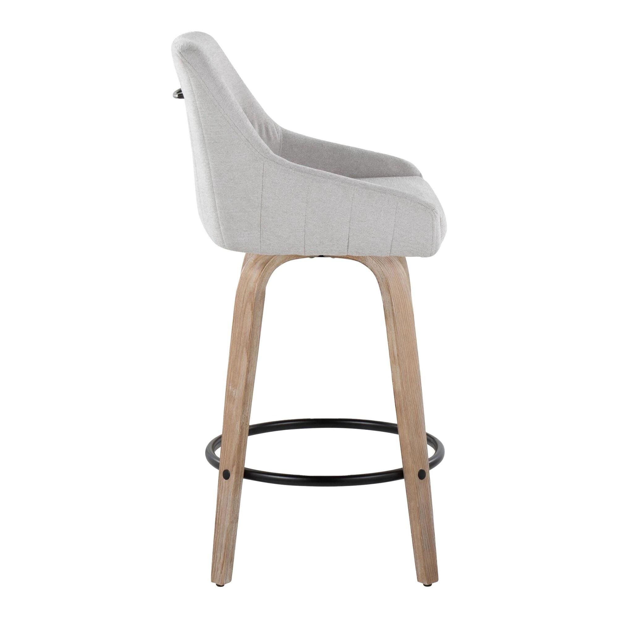 LumiSource Hannah Counter Height Bar Stool (Set of 2), Gray/Black, large
