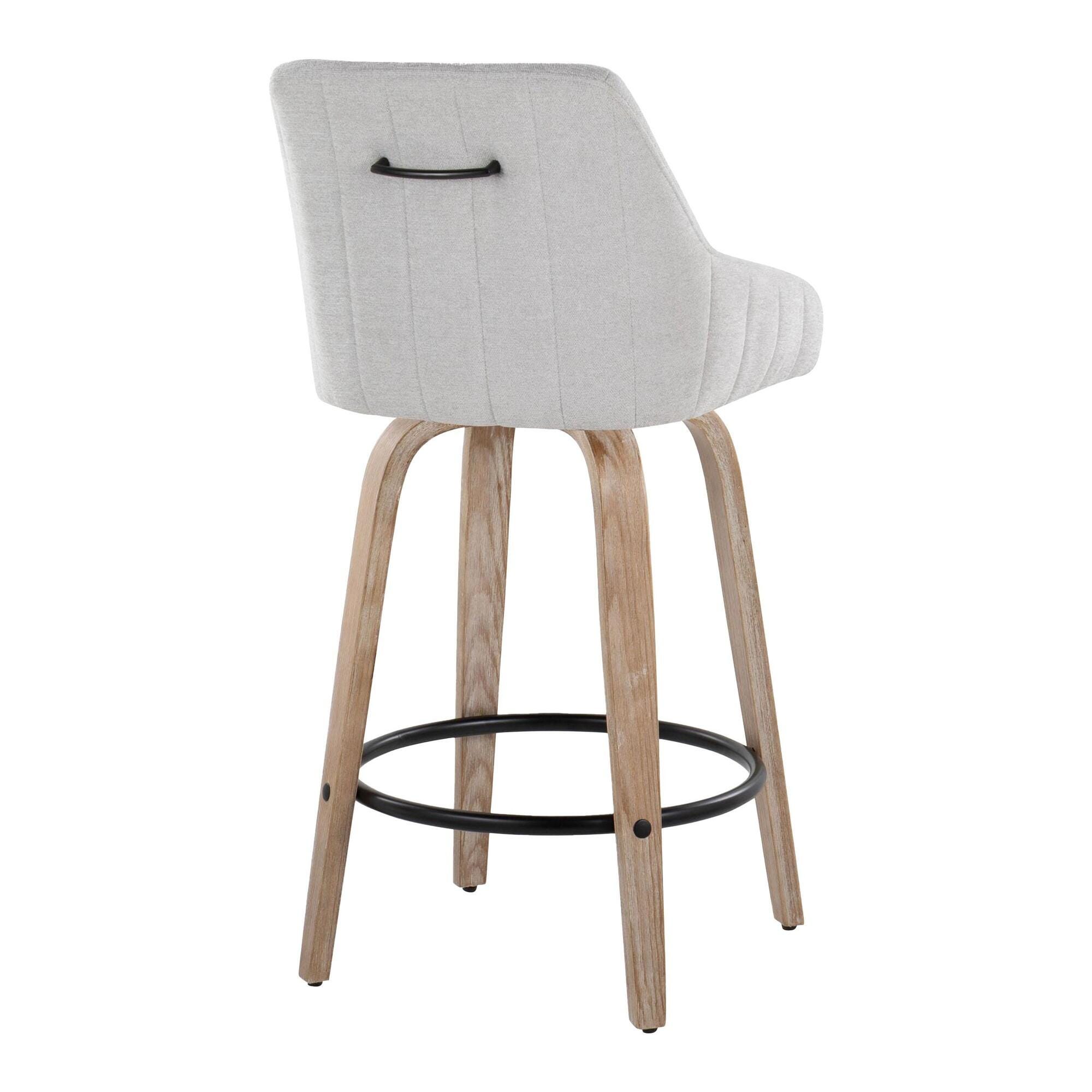 LumiSource Hannah Counter Height Bar Stool (Set of 2), Gray/Black, large