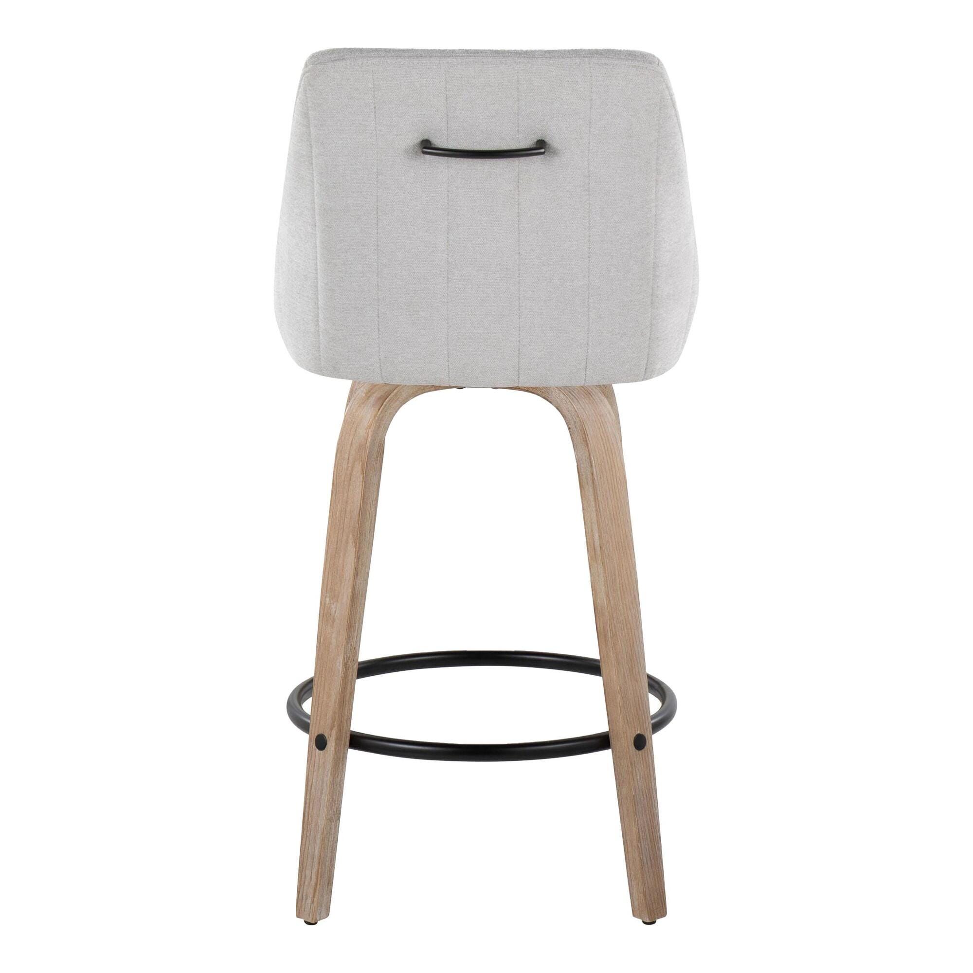 LumiSource Hannah Counter Height Bar Stool (Set of 2), Gray/Black, large