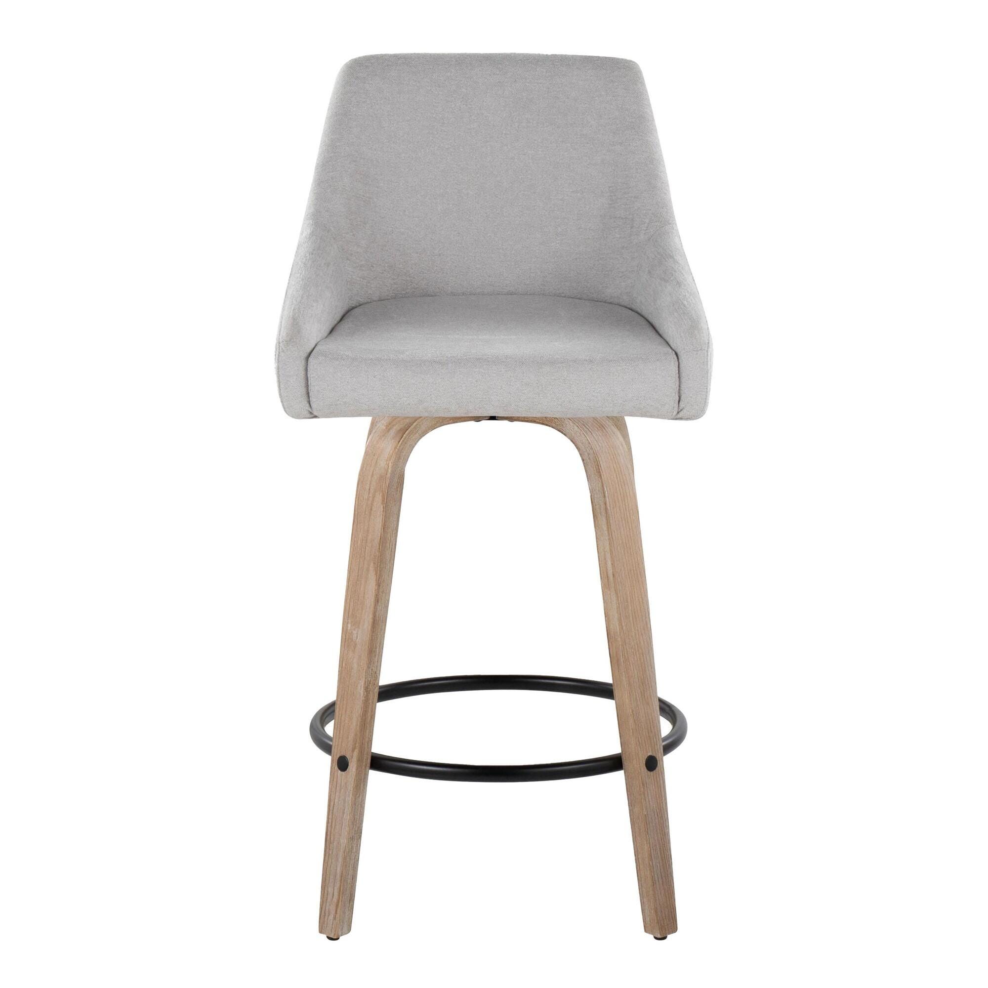 LumiSource Hannah Counter Height Bar Stool (Set of 2), Gray/Black, large