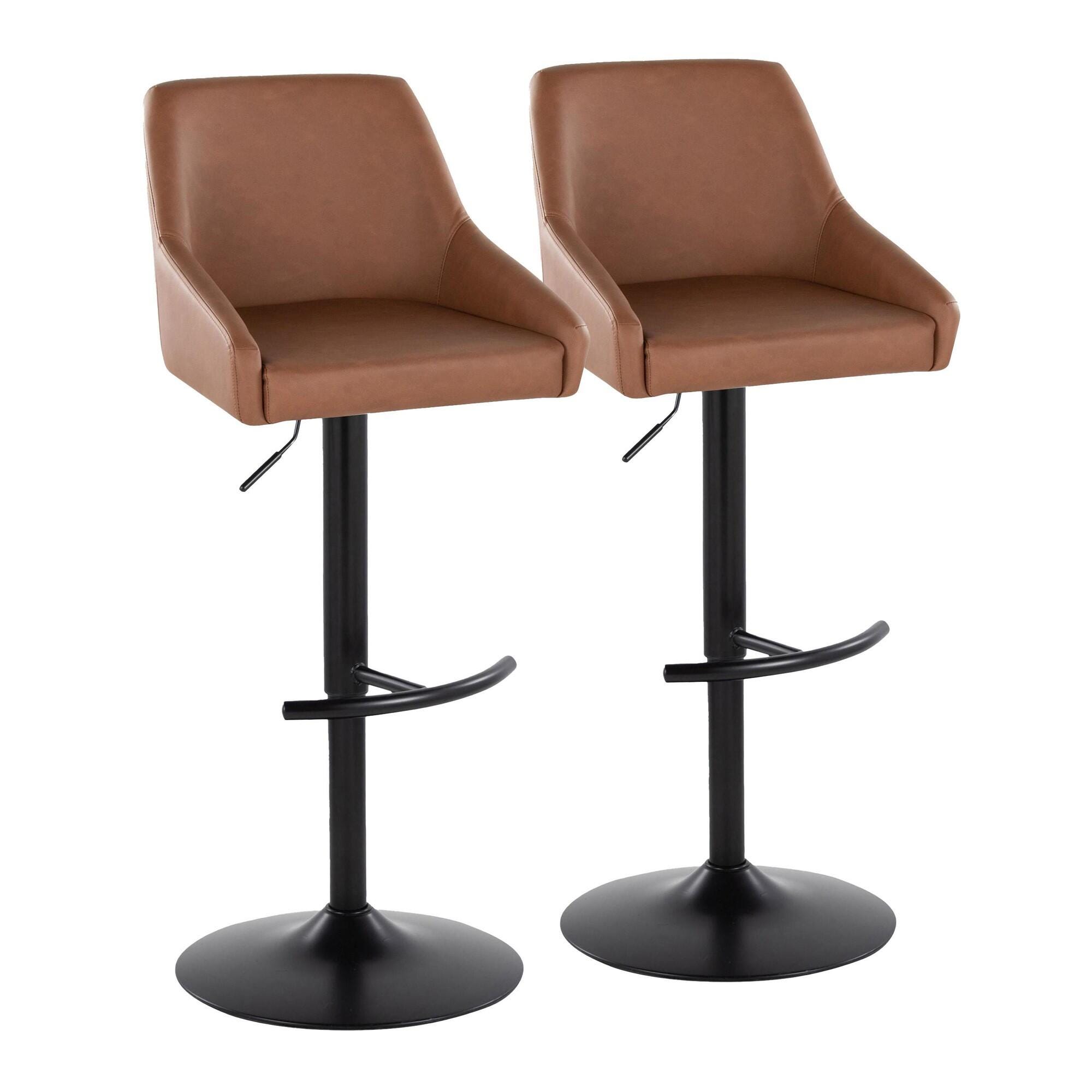 LumiSource Hannah Solid Adjustable Height Barstool (Set of 2), Camel/Black, large