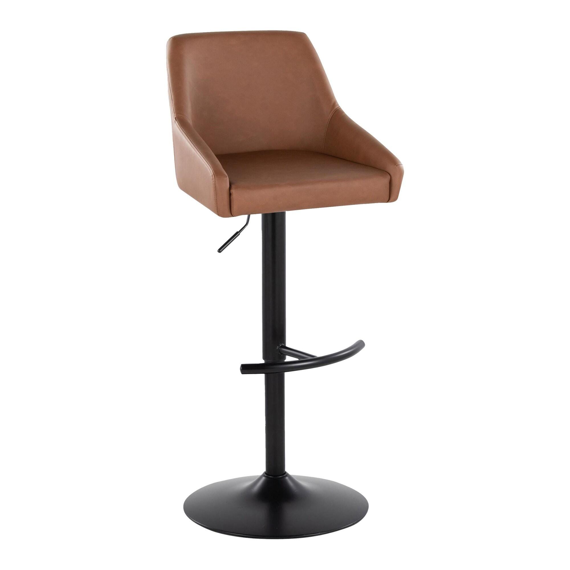 LumiSource Hannah Solid Adjustable Height Barstool (Set of 2), Camel/Black, large