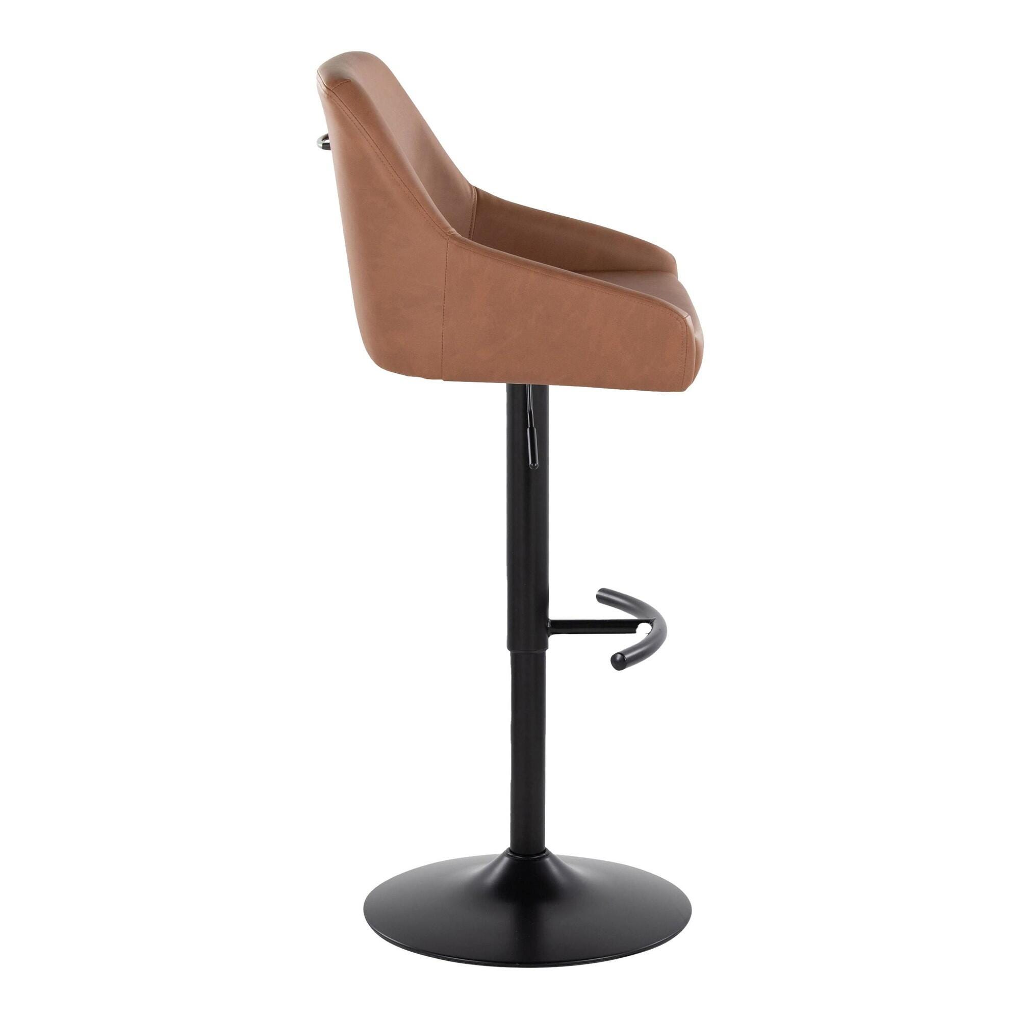 LumiSource Hannah Solid Adjustable Height Barstool (Set of 2), Camel/Black, large