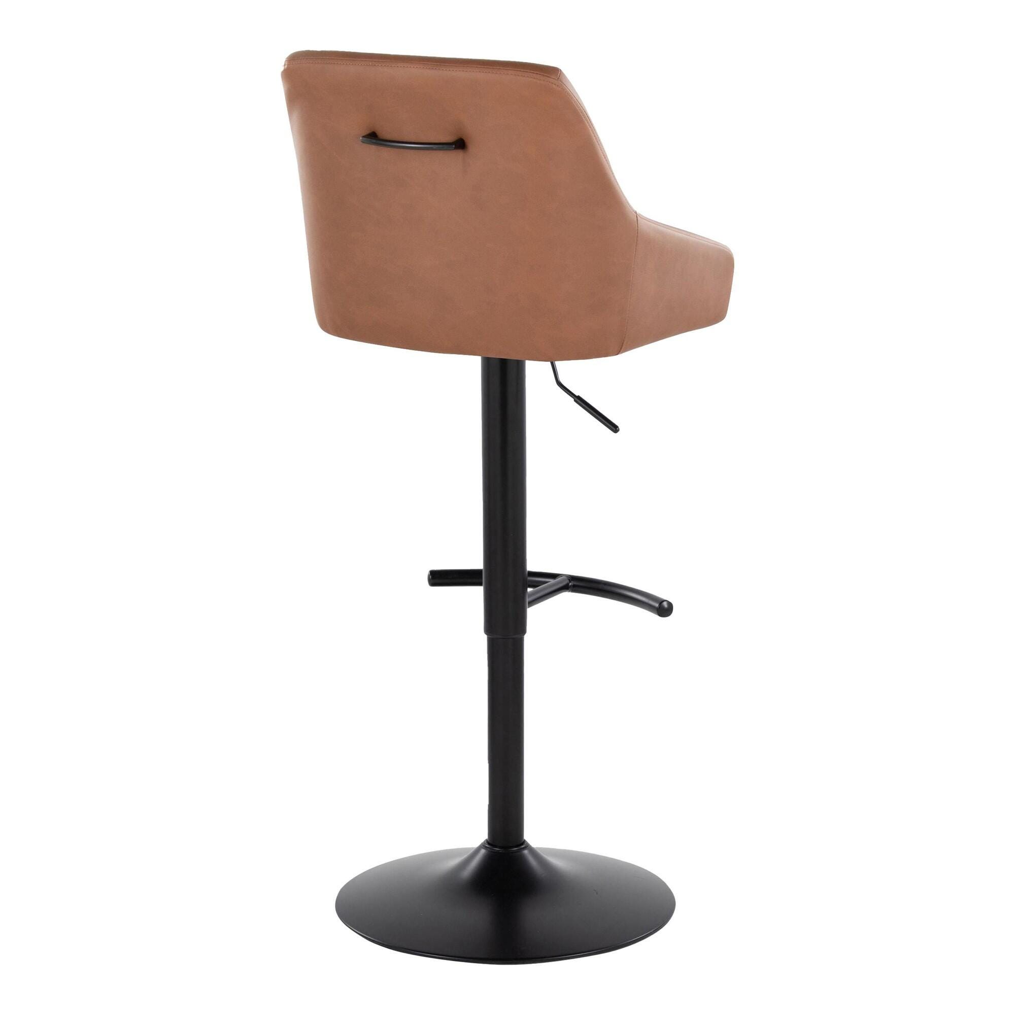 LumiSource Hannah Solid Adjustable Height Barstool (Set of 2), Camel/Black, large