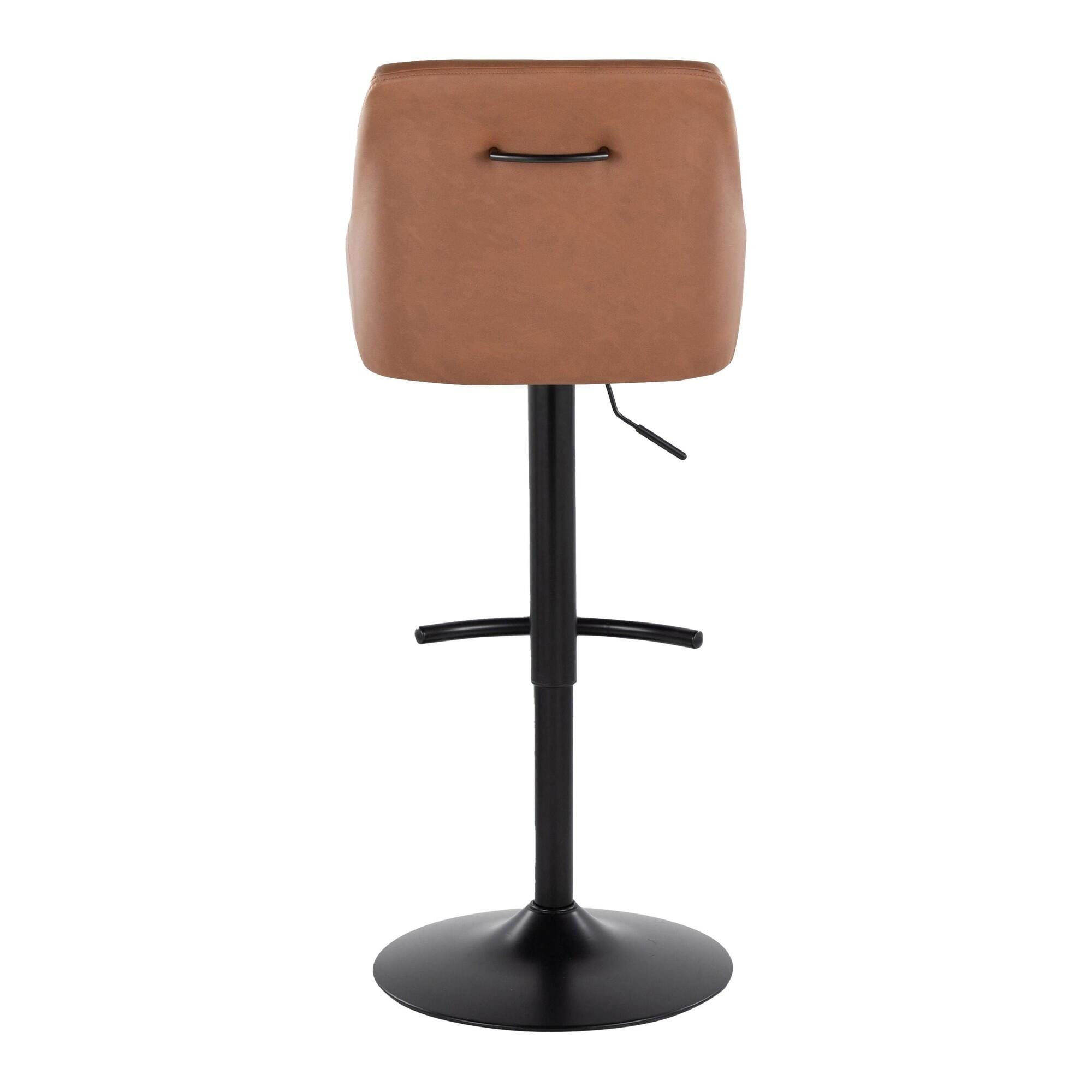 LumiSource Hannah Solid Adjustable Height Barstool (Set of 2), Camel/Black, large