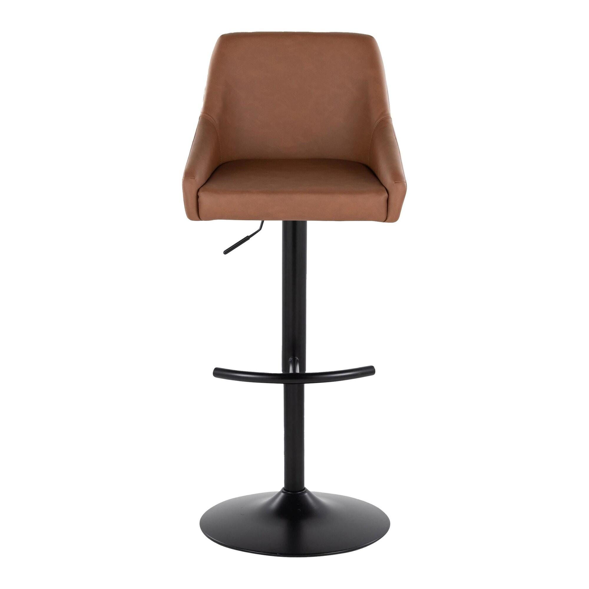 LumiSource Hannah Solid Adjustable Height Barstool (Set of 2), Camel/Black, large