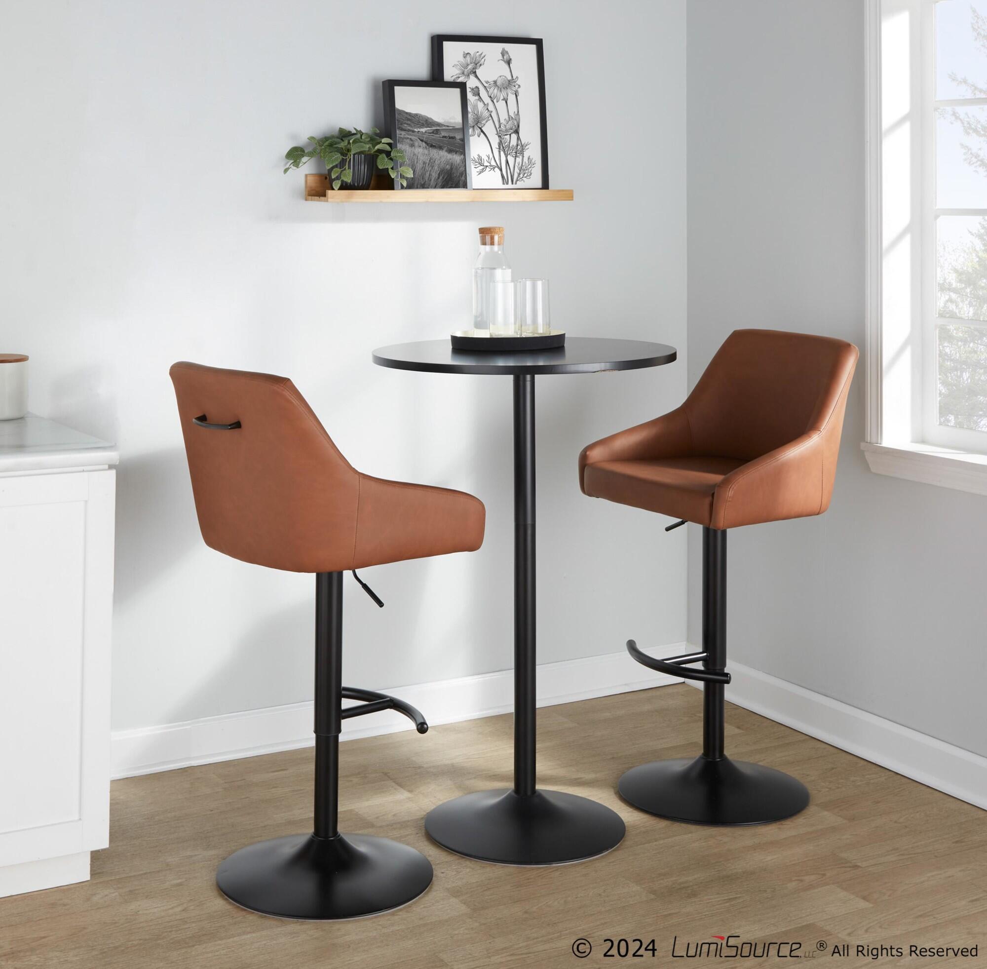 LumiSource Hannah Solid Adjustable Height Barstool (Set of 2), Camel/Black, large
