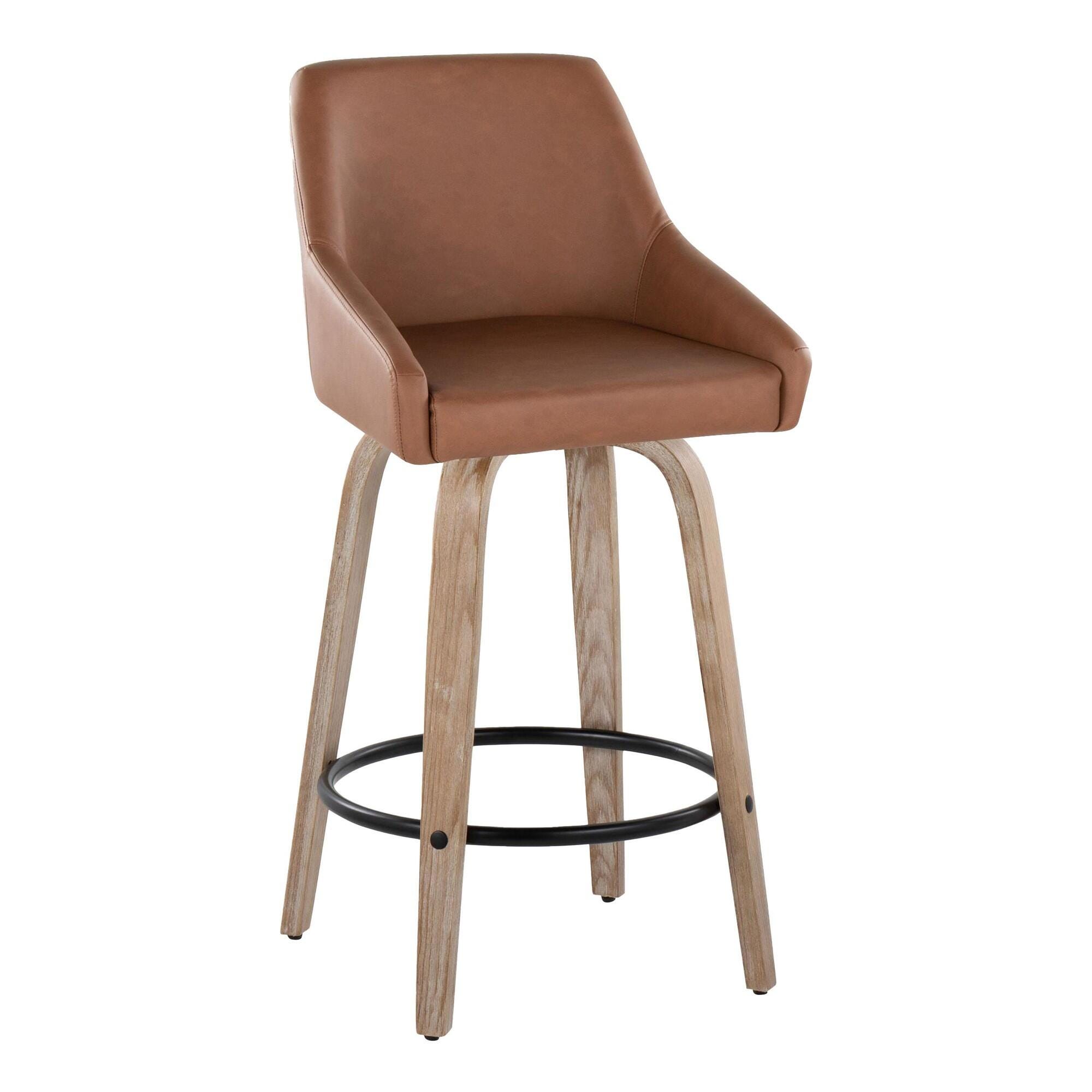 LumiSource Hannah Solid Counter Height Bar Stool (Set of 2), Camel/Black, large