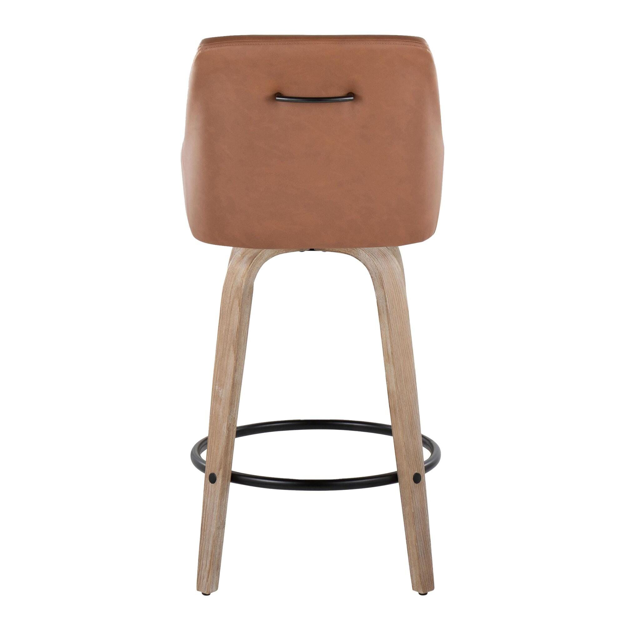 LumiSource Hannah Solid Counter Height Bar Stool (Set of 2), Camel/Black, large