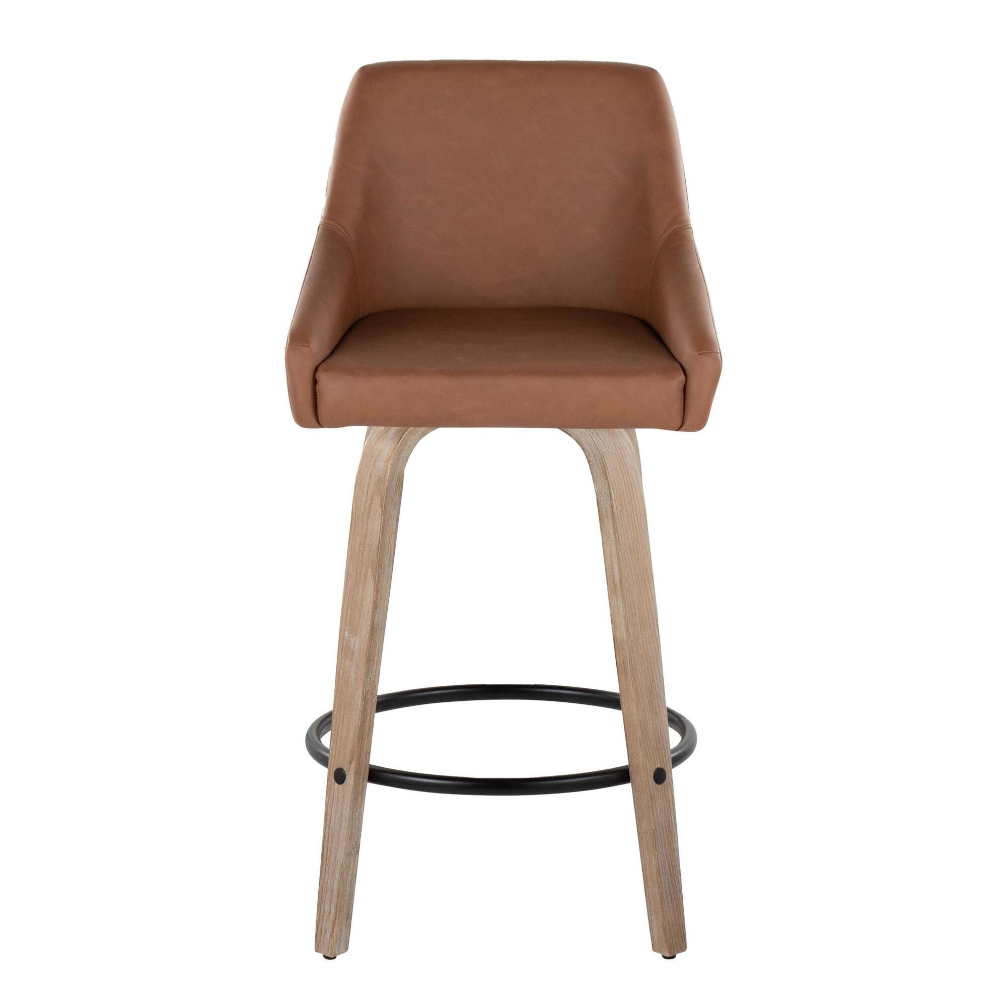 LumiSource Hannah Solid Counter Height Bar Stool (Set of 2), Camel/Black, large