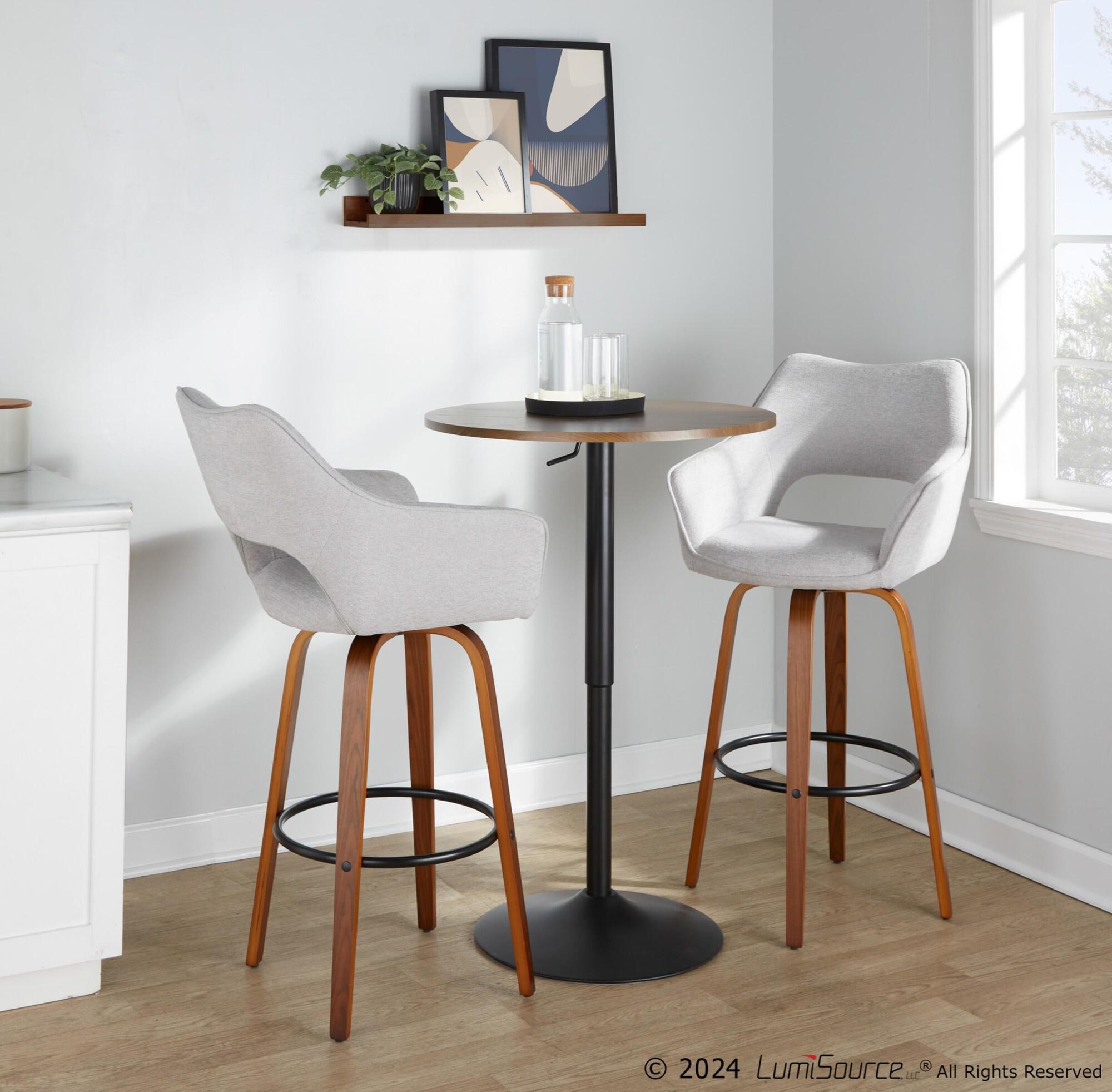 LumiSource Mustang Bar Height Bar Stool (Set of 2), Light Gray/Brown, large