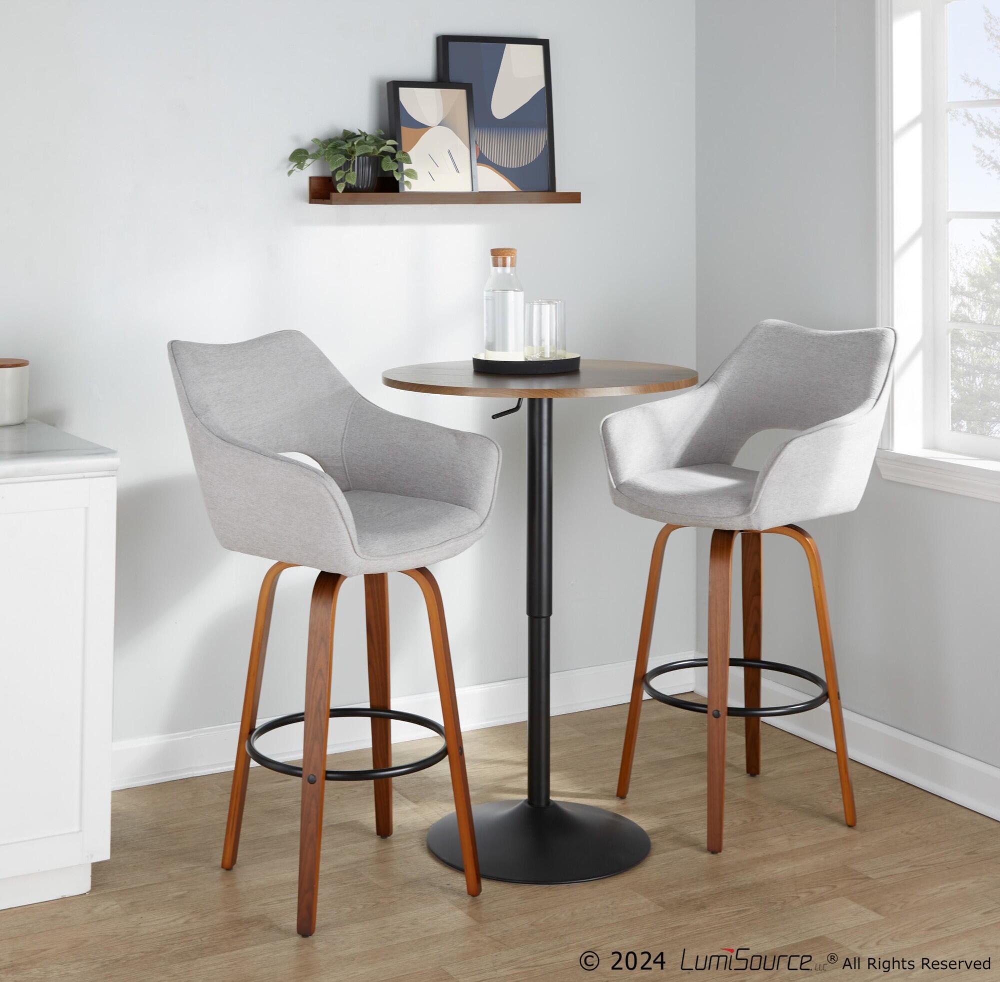 LumiSource Mustang Bar Height Bar Stool (Set of 2), Light Gray/Brown, large