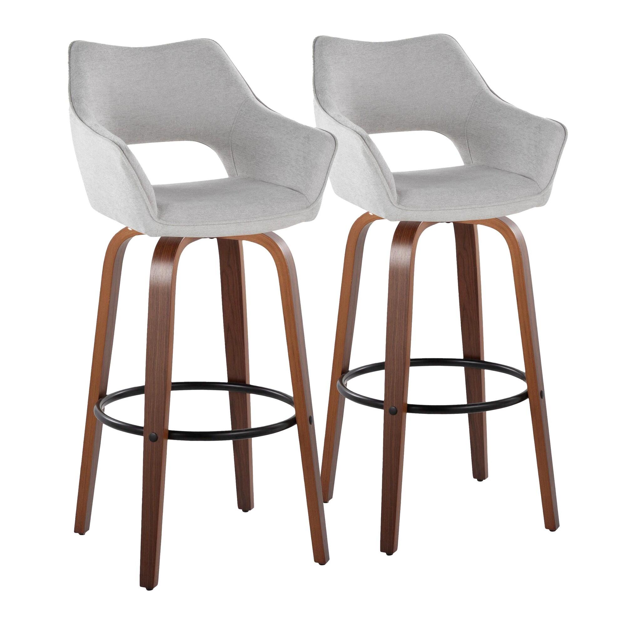 LumiSource Mustang Bar Height Bar Stool (Set of 2), Light Gray/Brown, large