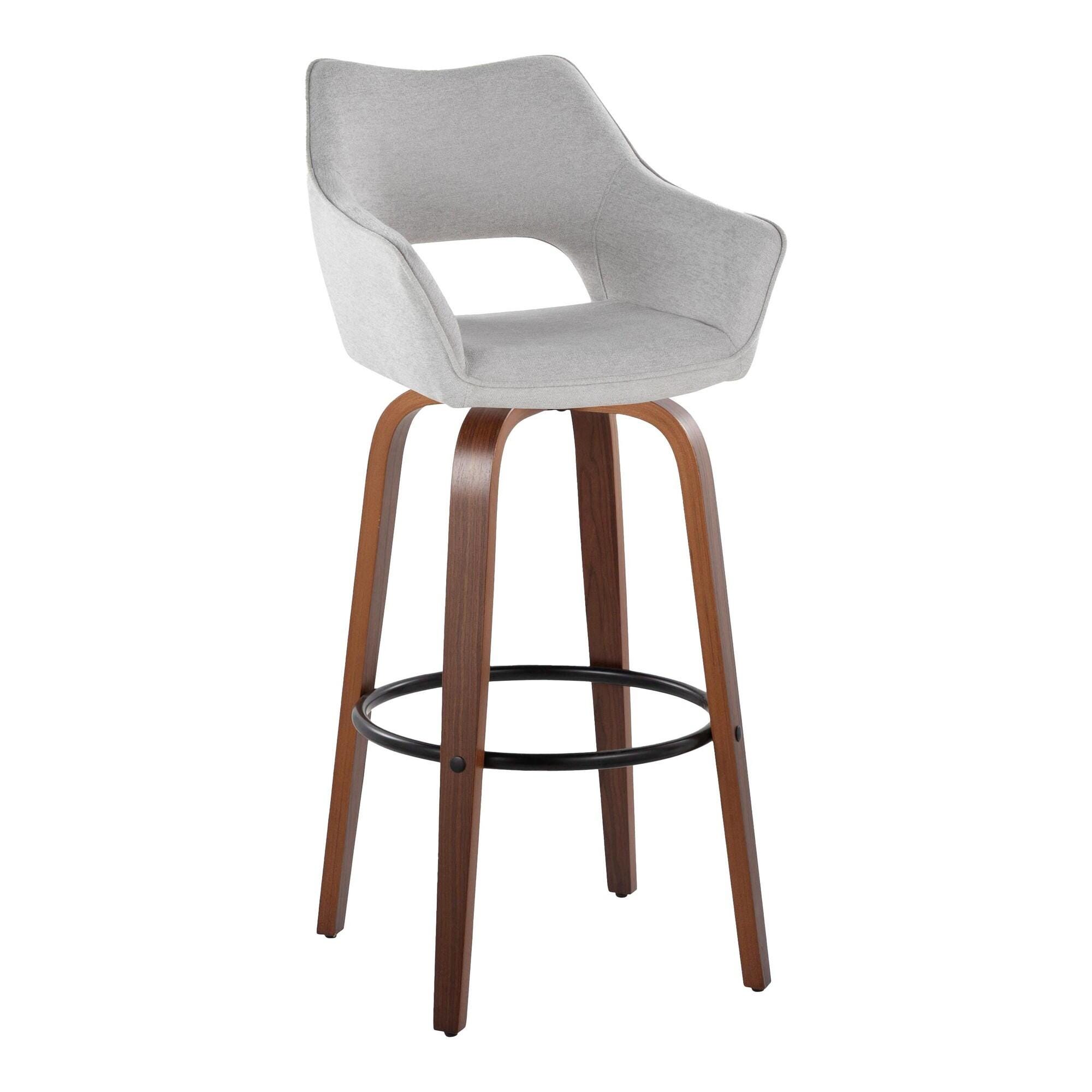 LumiSource Mustang Bar Height Bar Stool (Set of 2), Light Gray/Brown, large