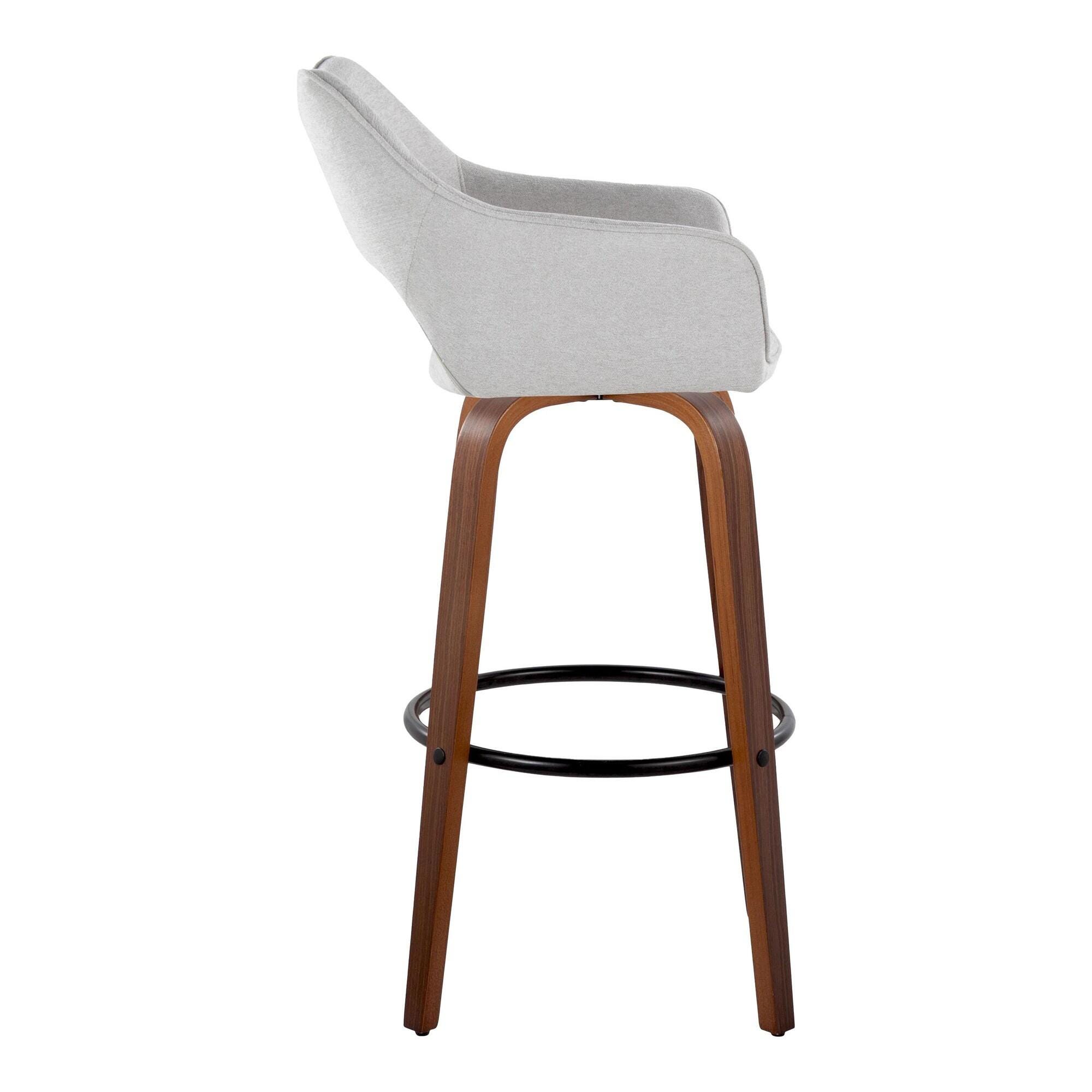 LumiSource Mustang Bar Height Bar Stool (Set of 2), Light Gray/Brown, large