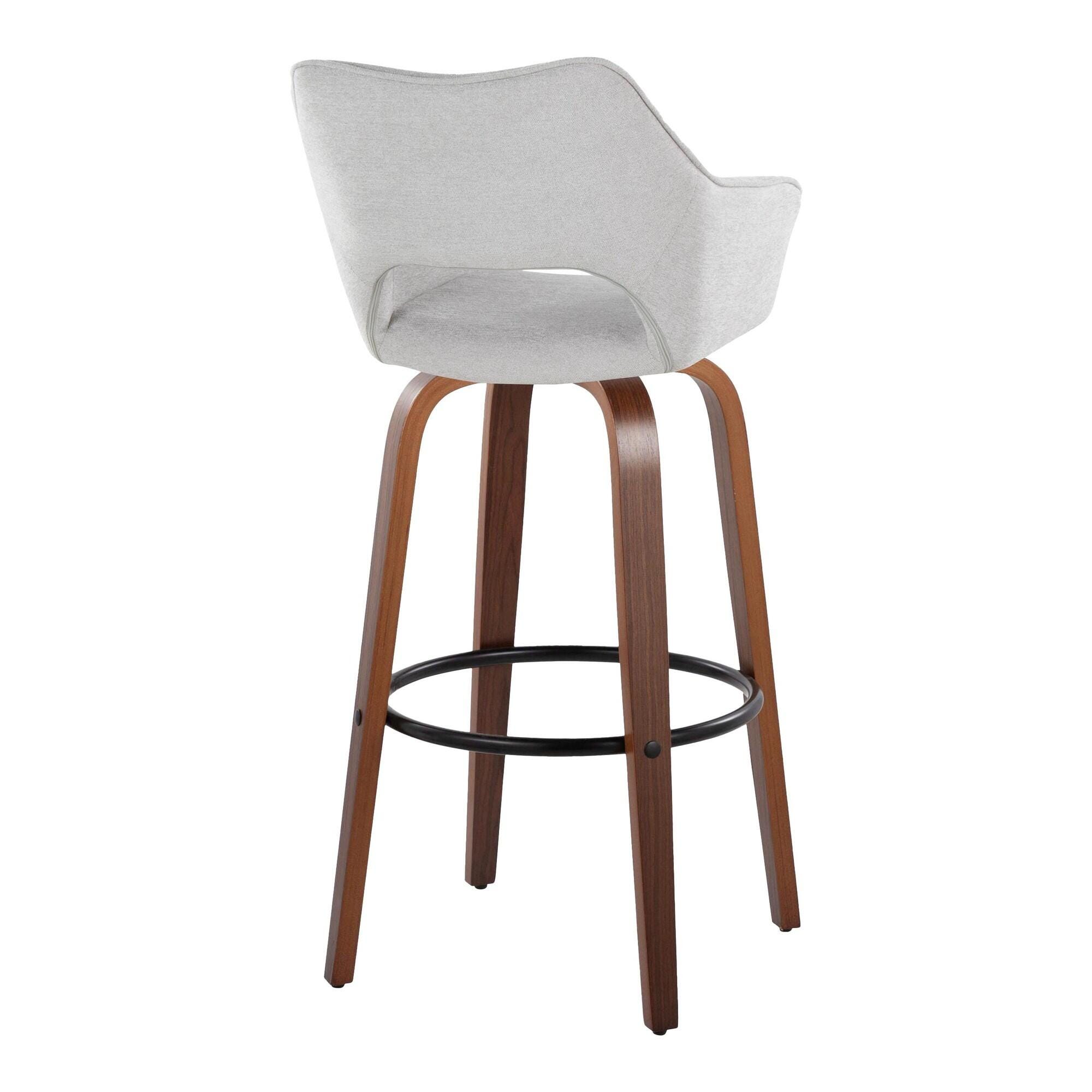 LumiSource Mustang Bar Height Bar Stool (Set of 2), Light Gray/Brown, large