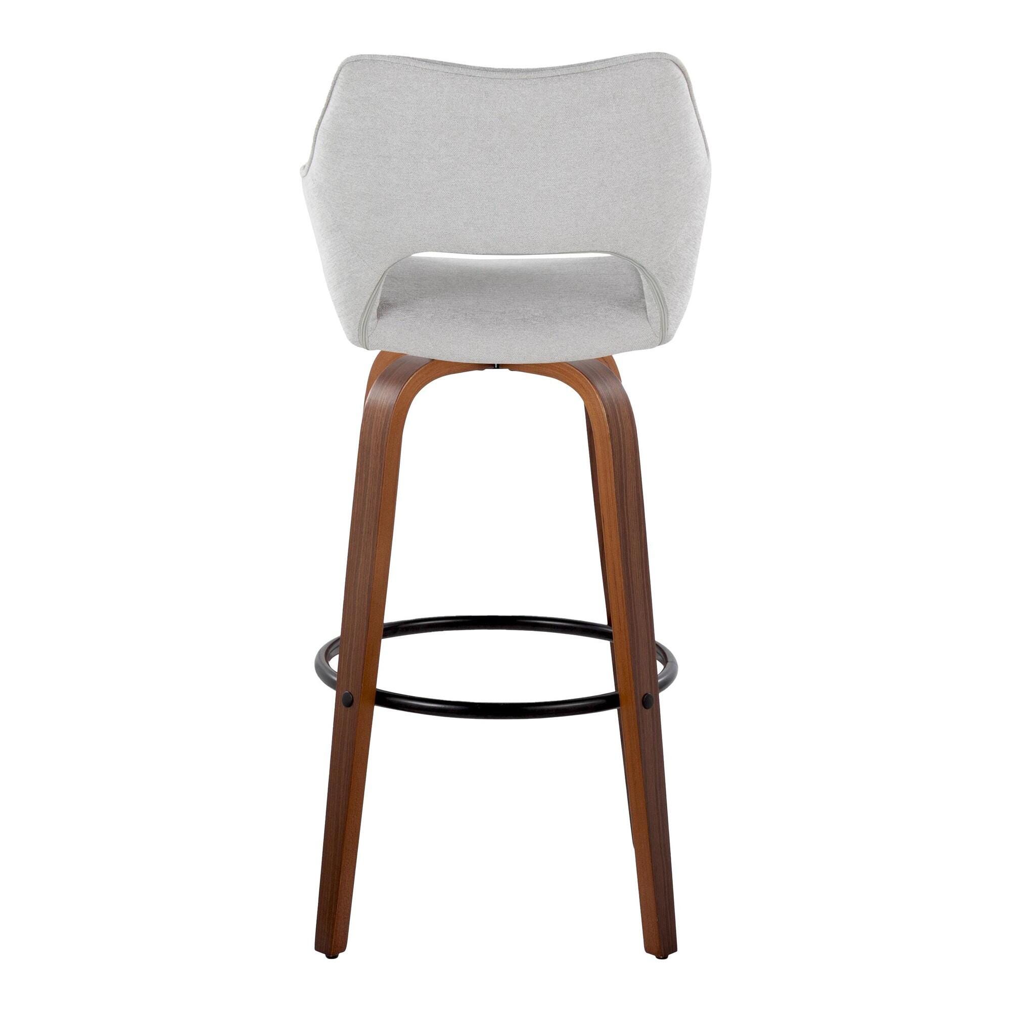 LumiSource Mustang Bar Height Bar Stool (Set of 2), Light Gray/Brown, large
