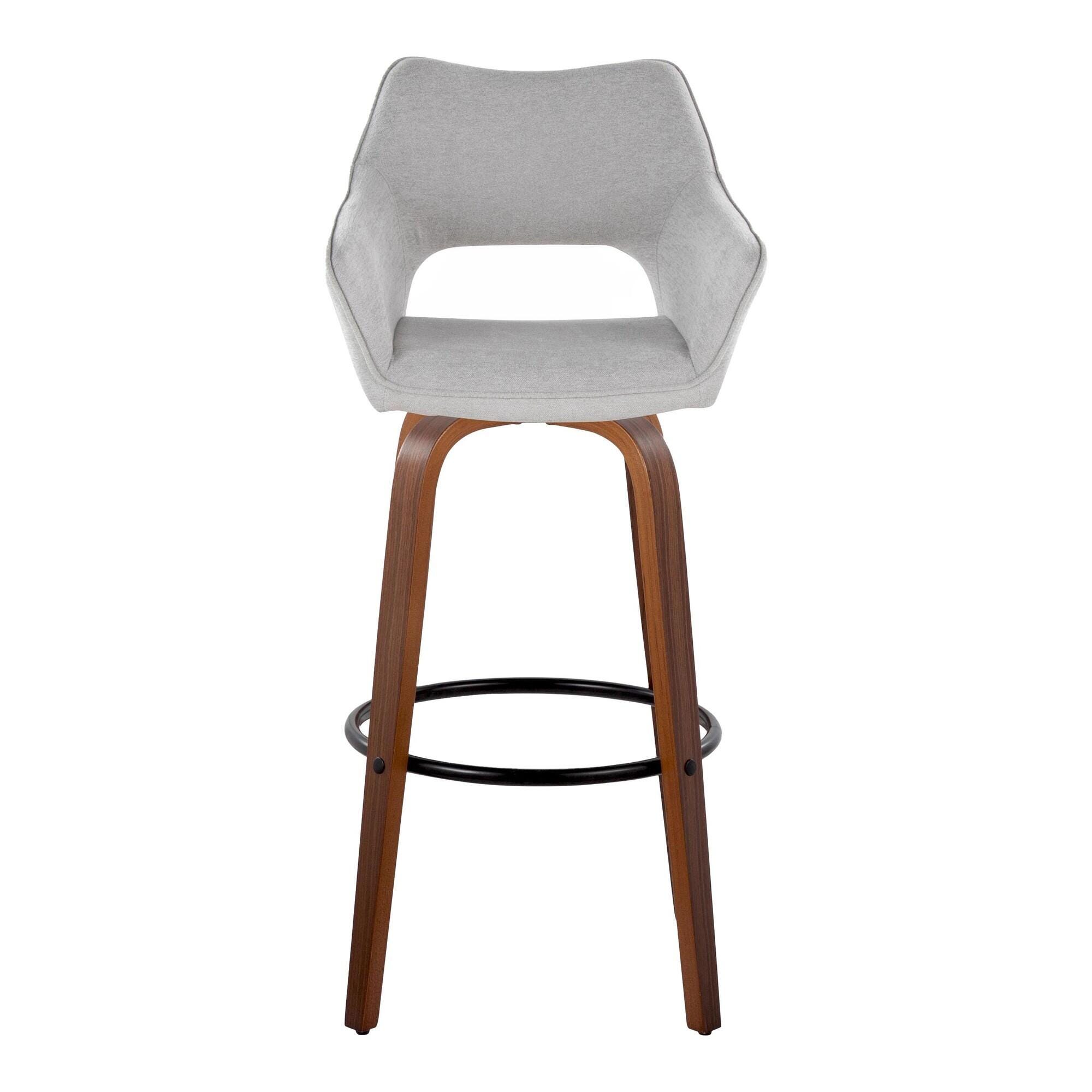 LumiSource Mustang Bar Height Bar Stool (Set of 2), Light Gray/Brown, large