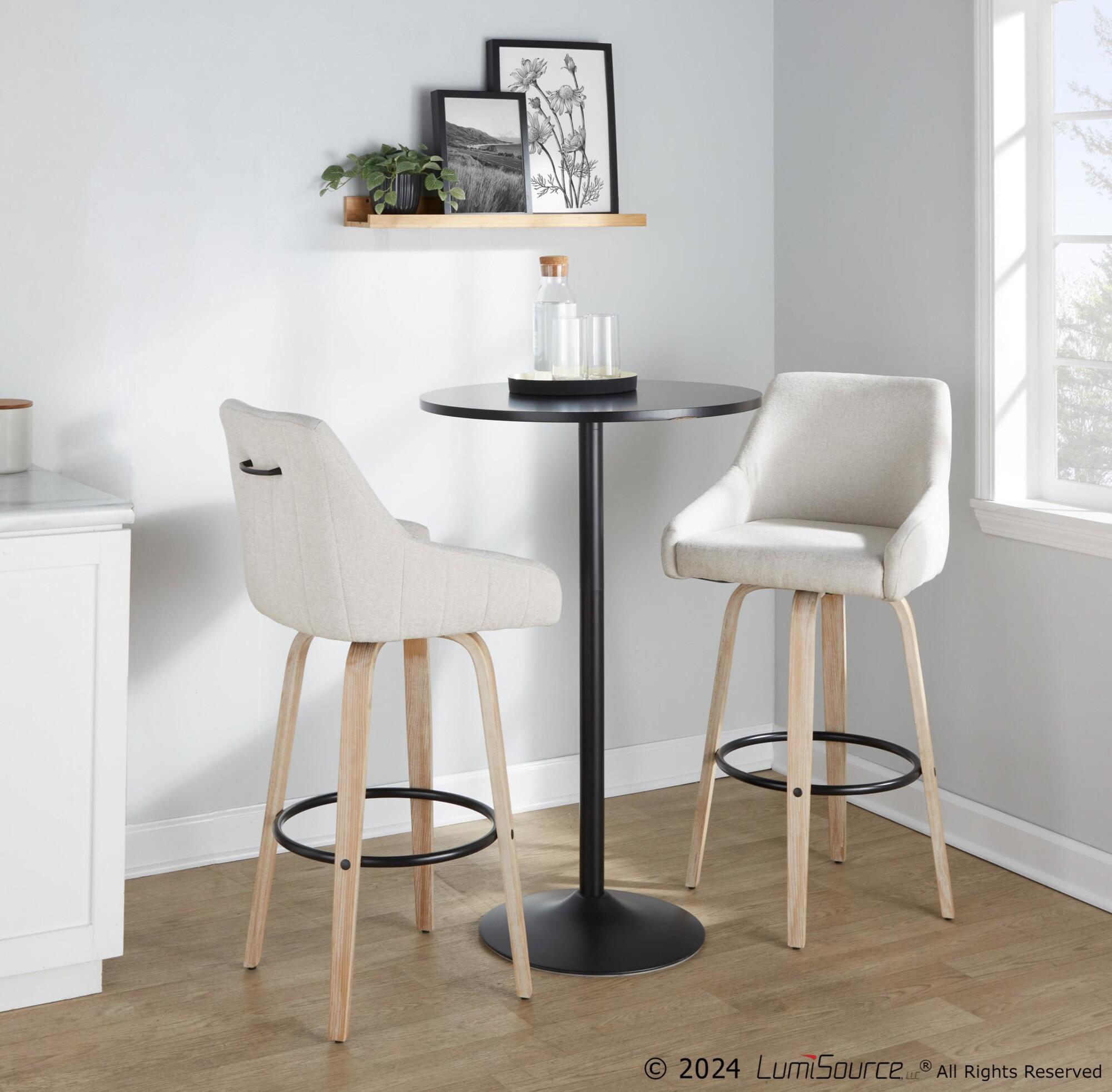 LumiSource Hannah Bar Height Bar Stool (Set of 2), Cream/Black, large