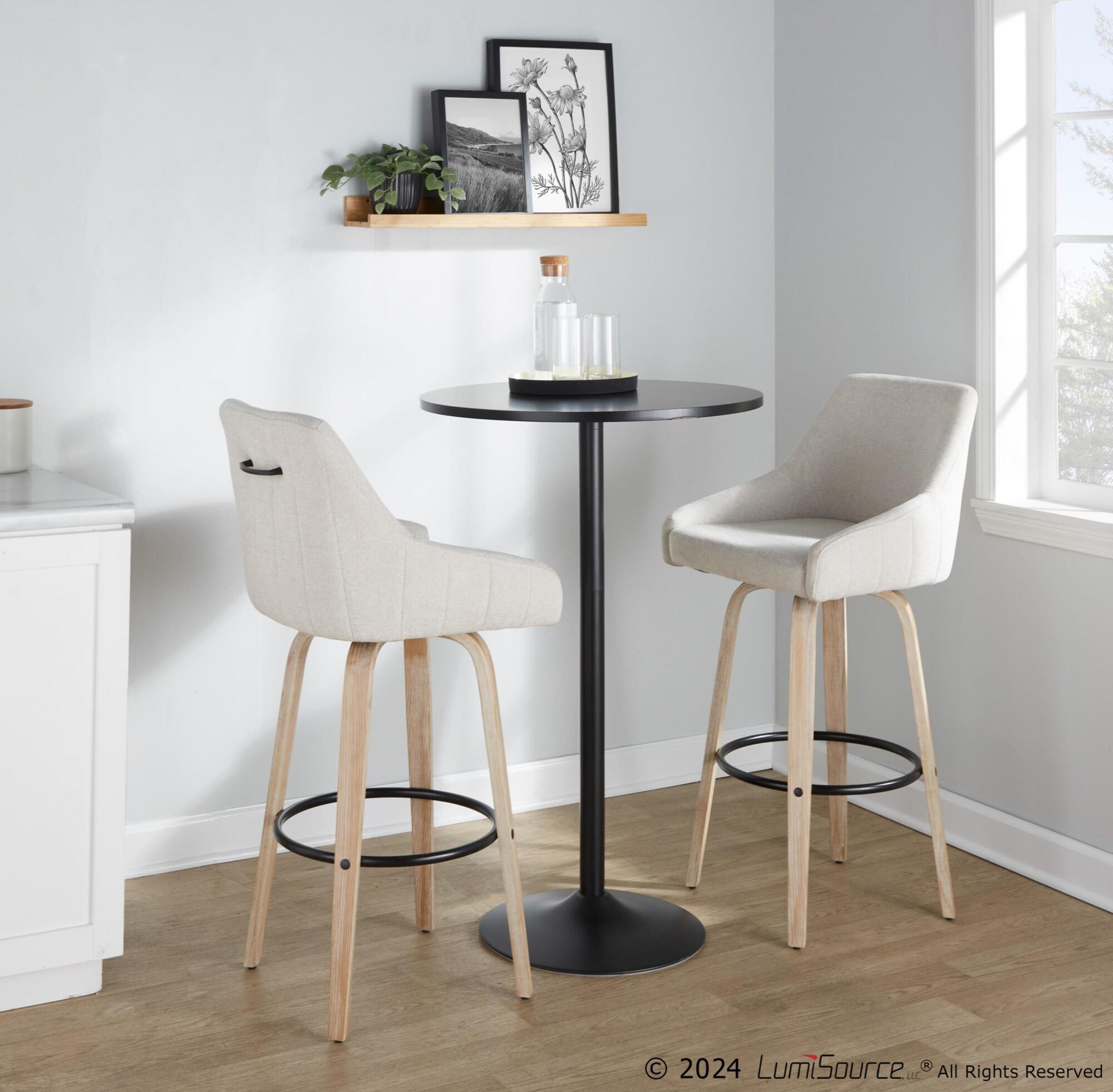 LumiSource Hannah Bar Height Bar Stool (Set of 2), Cream/Black, large