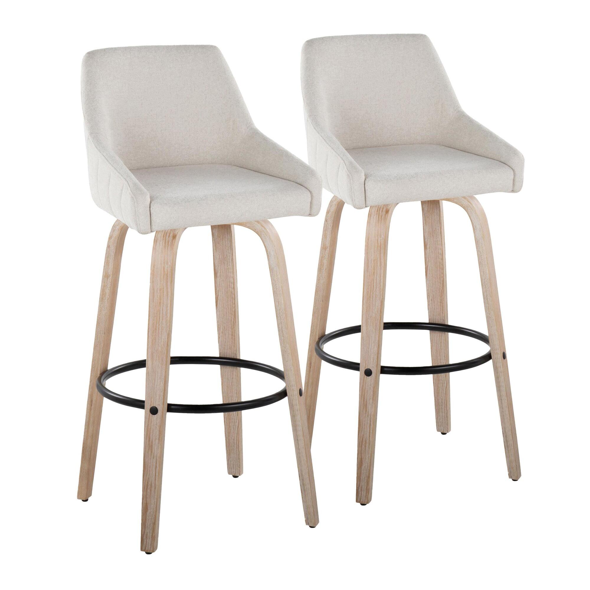 LumiSource Hannah Bar Height Bar Stool (Set of 2), Cream/Black, large