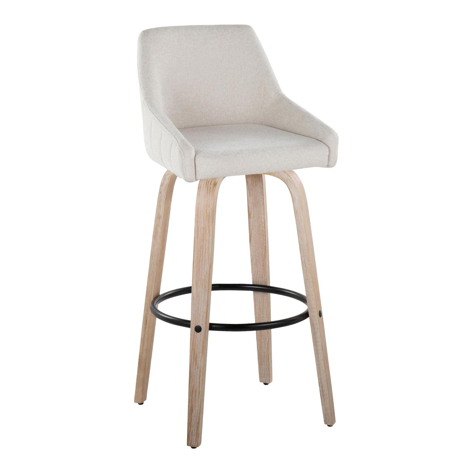 LumiSource Hannah Bar Height Bar Stool (Set of 2), Cream/Black, large