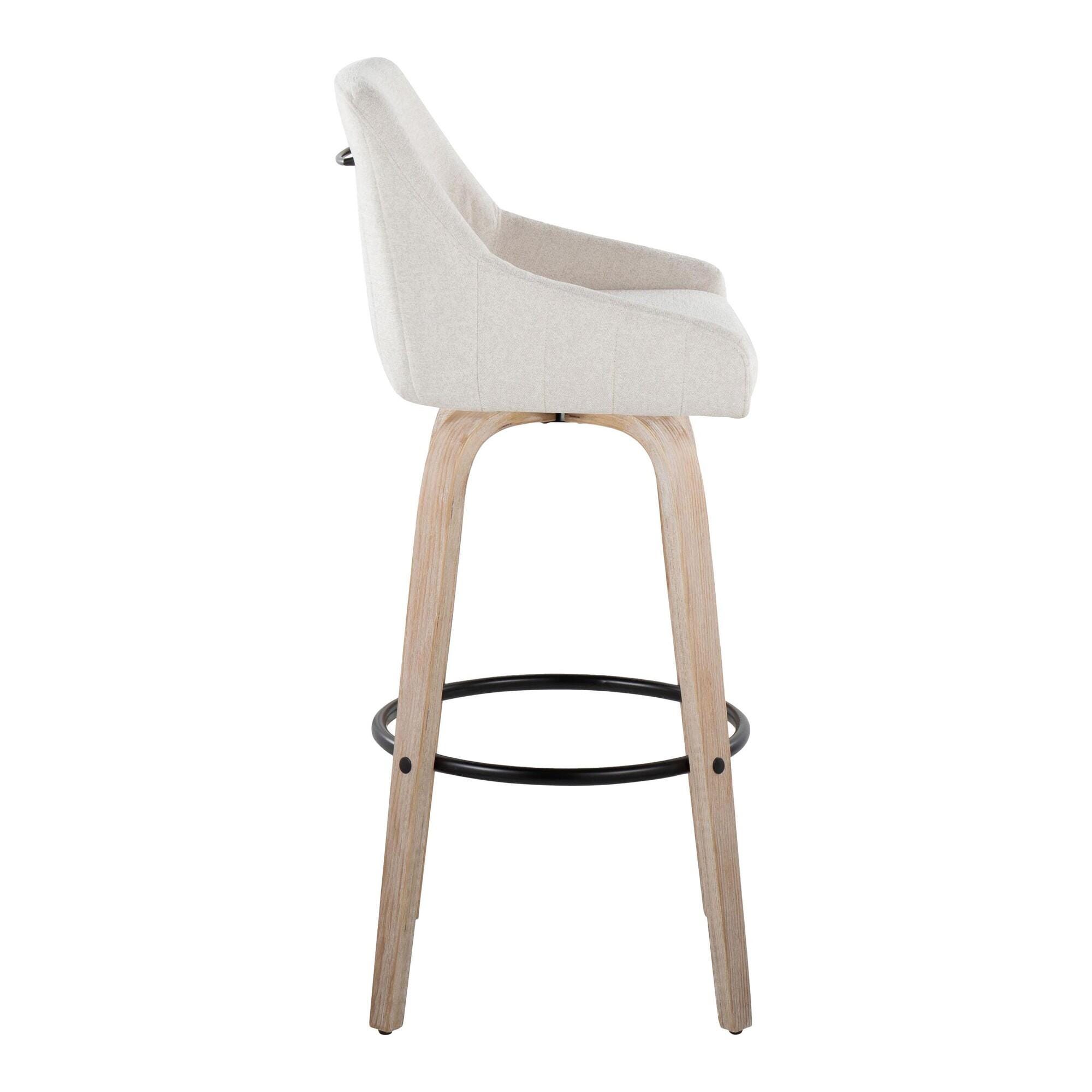 LumiSource Hannah Bar Height Bar Stool (Set of 2), Cream/Black, large
