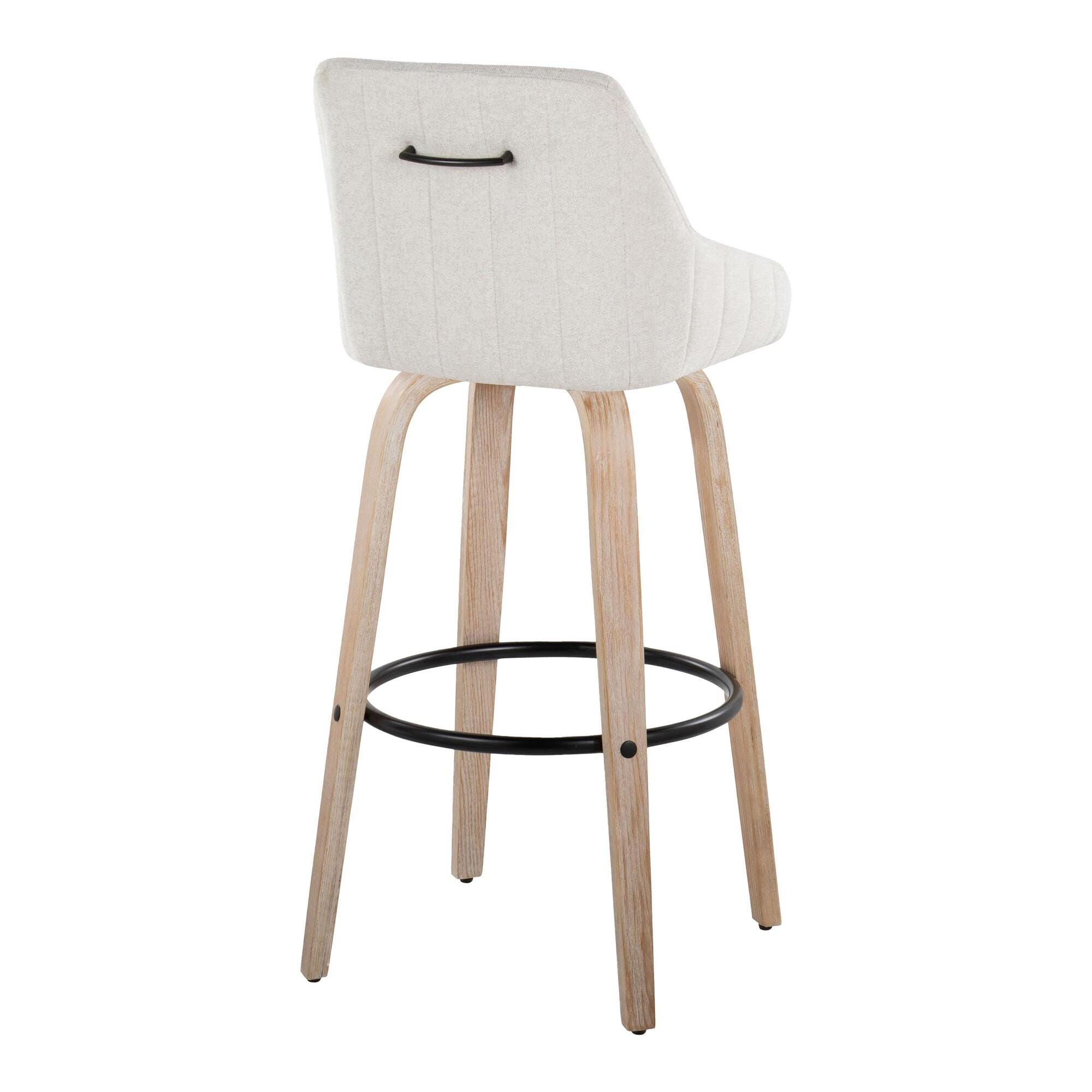 LumiSource Hannah Bar Height Bar Stool (Set of 2), Cream/Black, large
