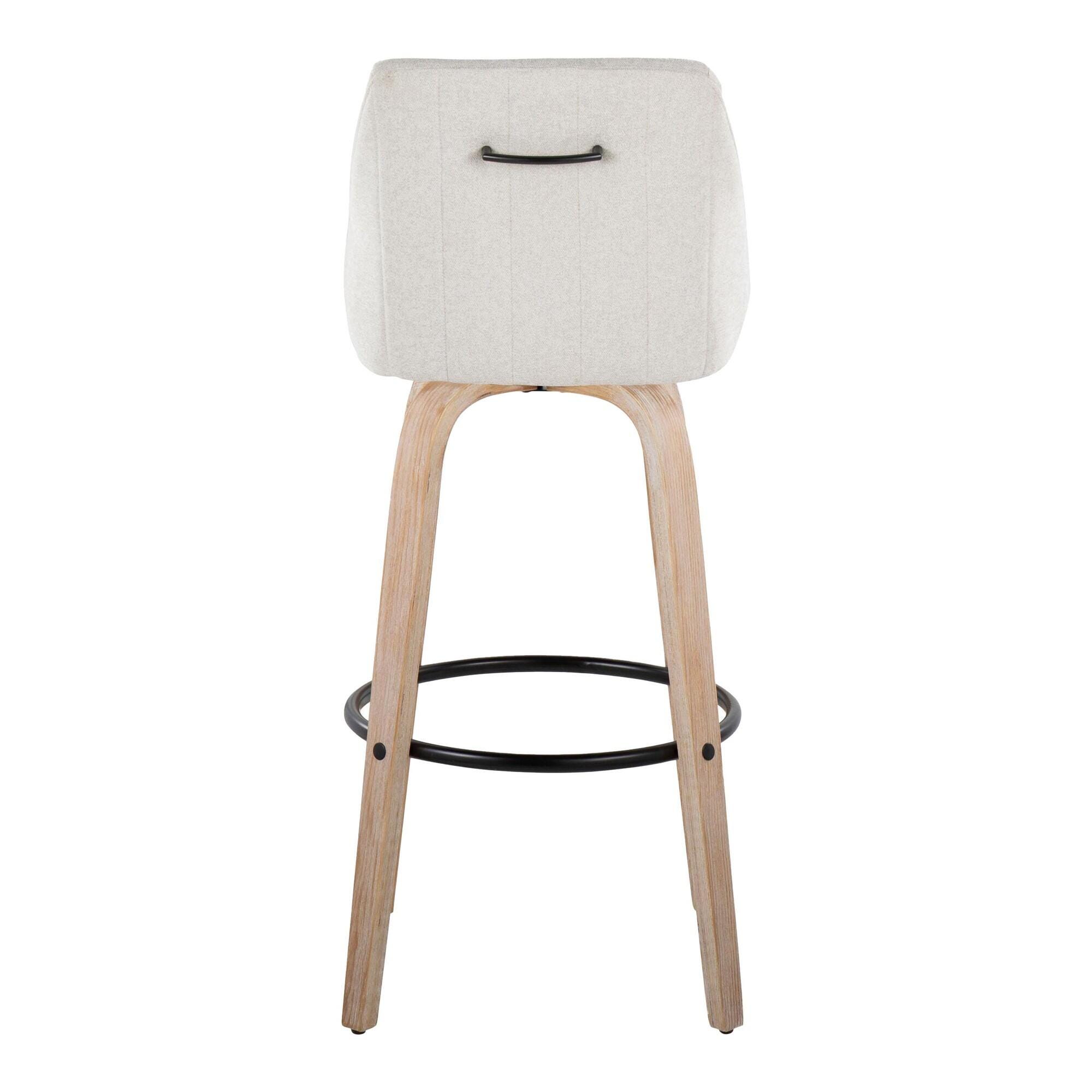 LumiSource Hannah Bar Height Bar Stool (Set of 2), Cream/Black, large
