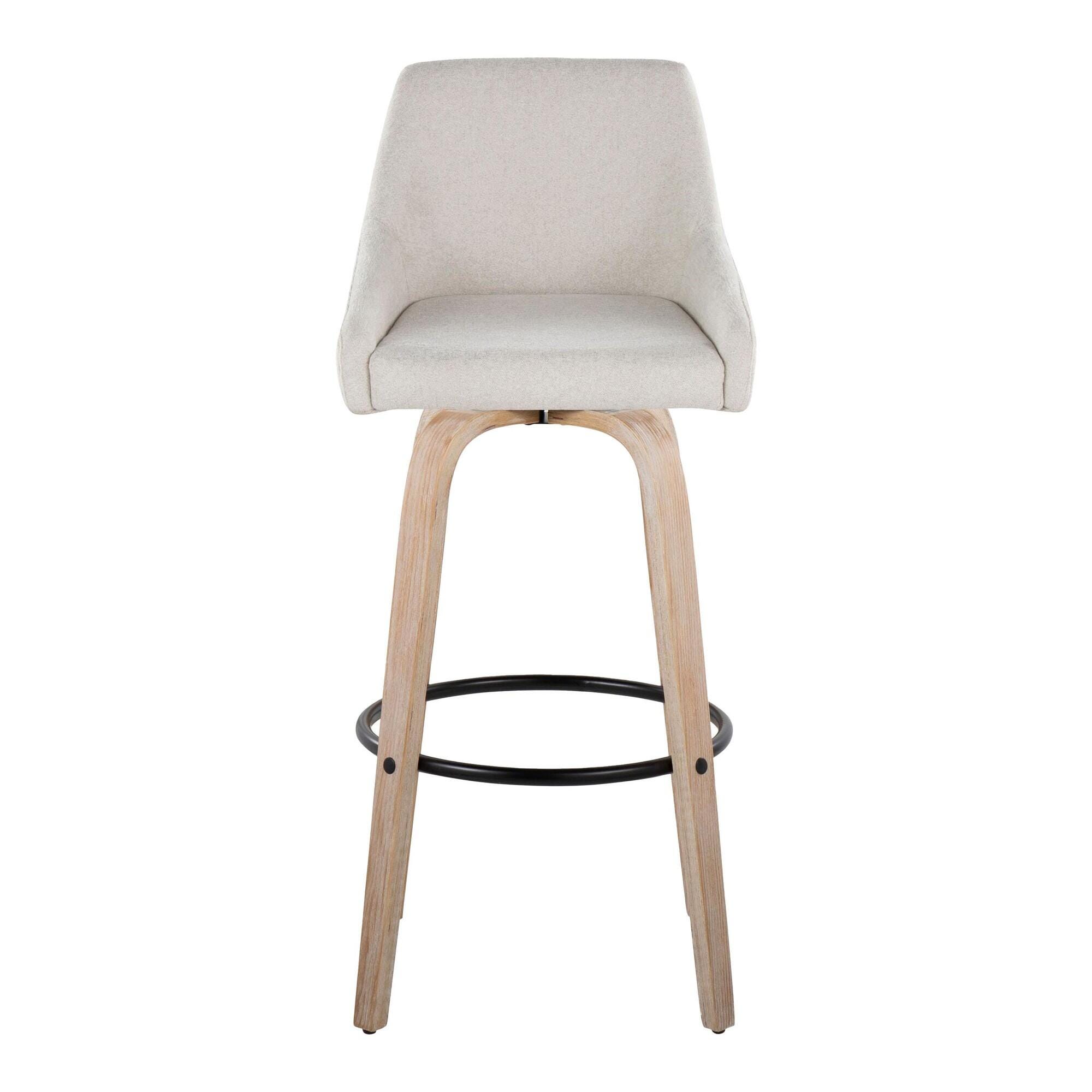 LumiSource Hannah Bar Height Bar Stool (Set of 2), Cream/Black, large