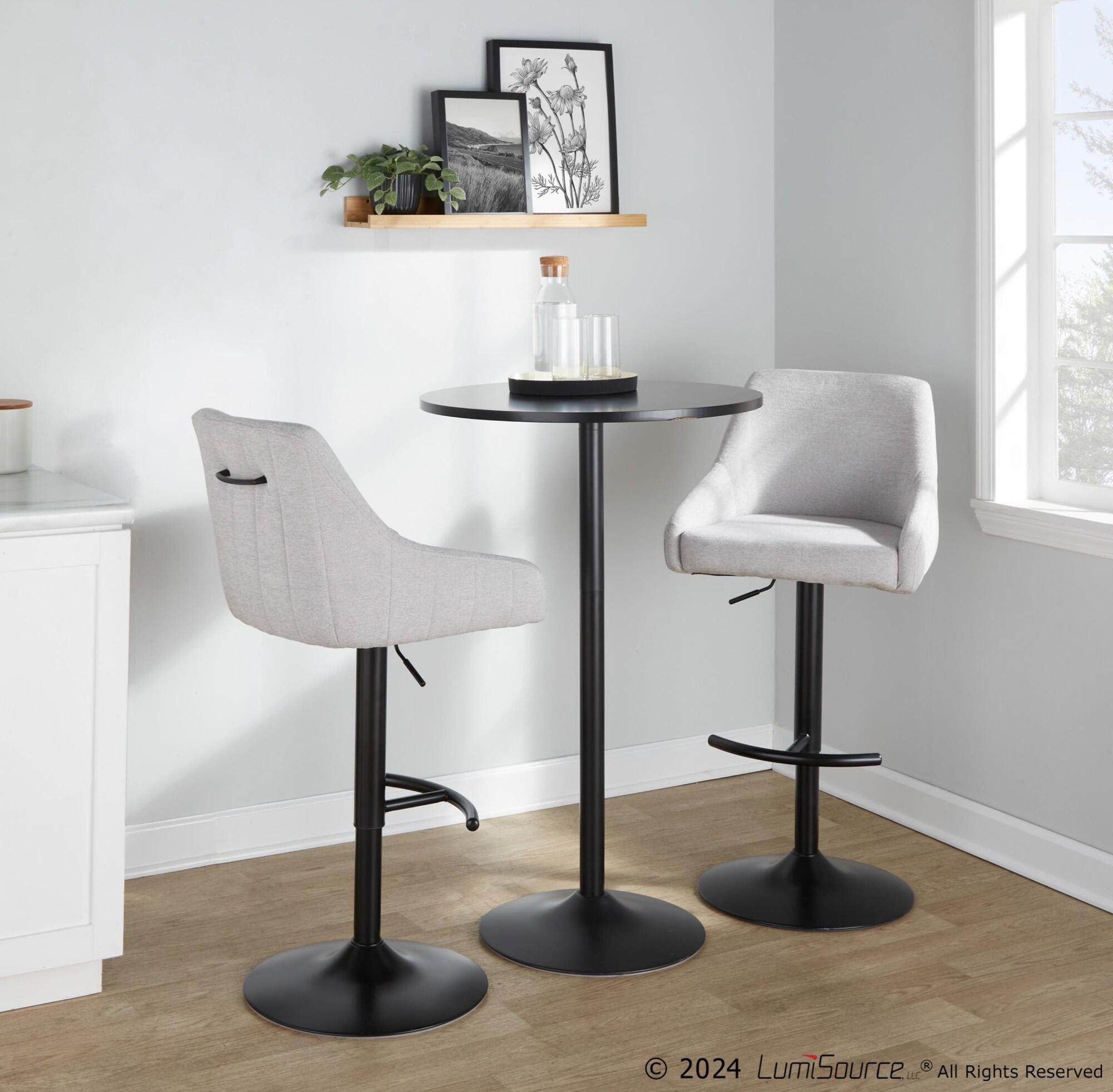 LumiSource Hannah Adjustable Height Barstool (Set of 2), Black/Gray, rollover