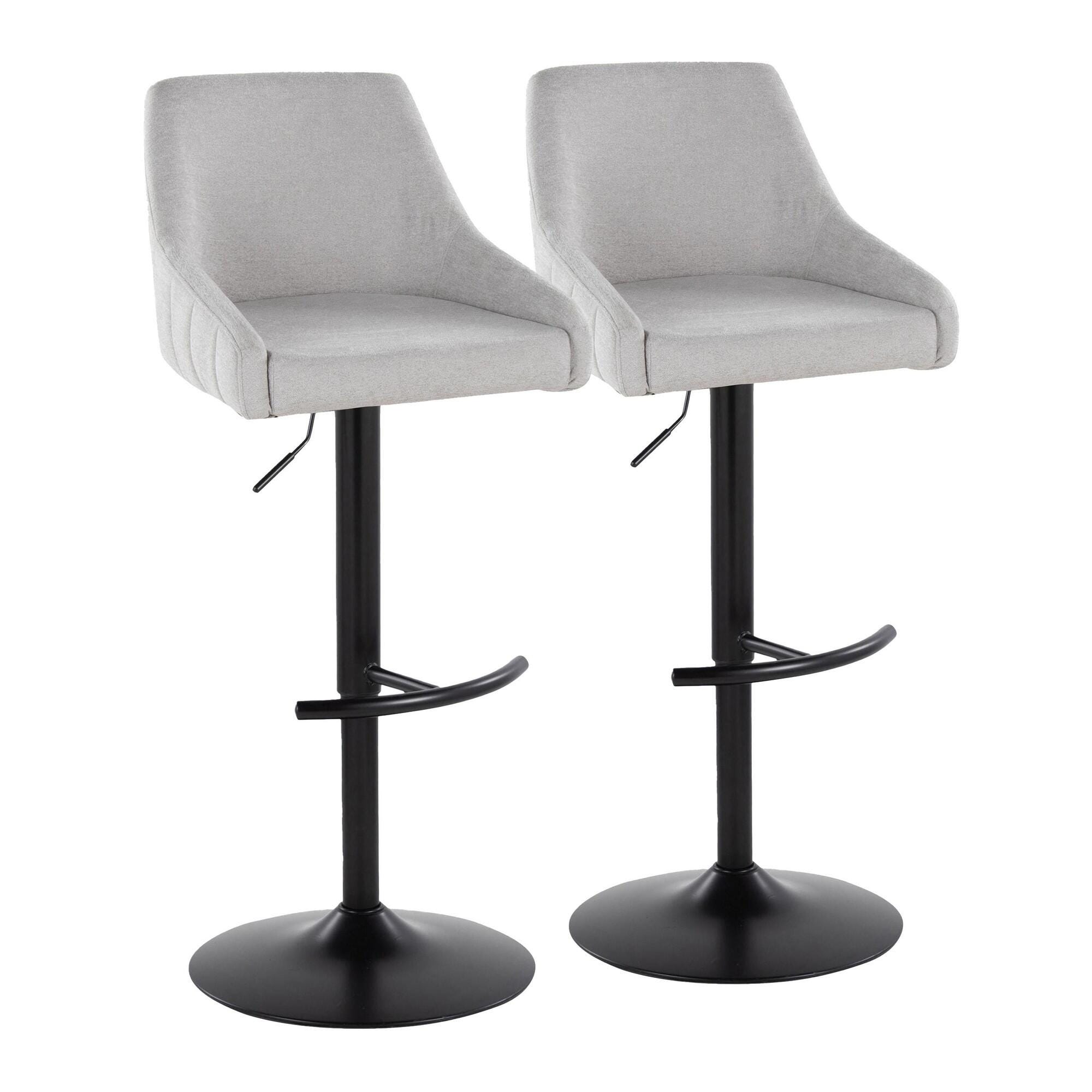 LumiSource Hannah Adjustable Height Barstool (Set of 2), Black/Gray, large