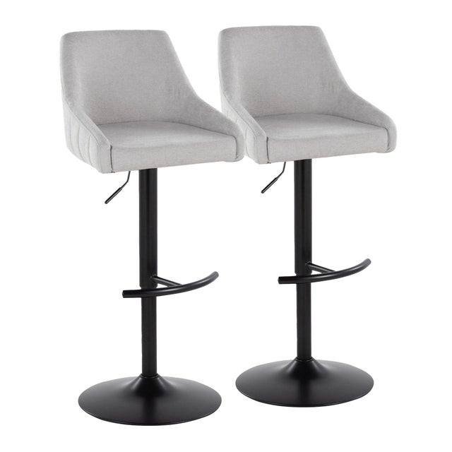 LumiSource Hannah Adjustable Height Barstool (Set of 2), Black/Gray