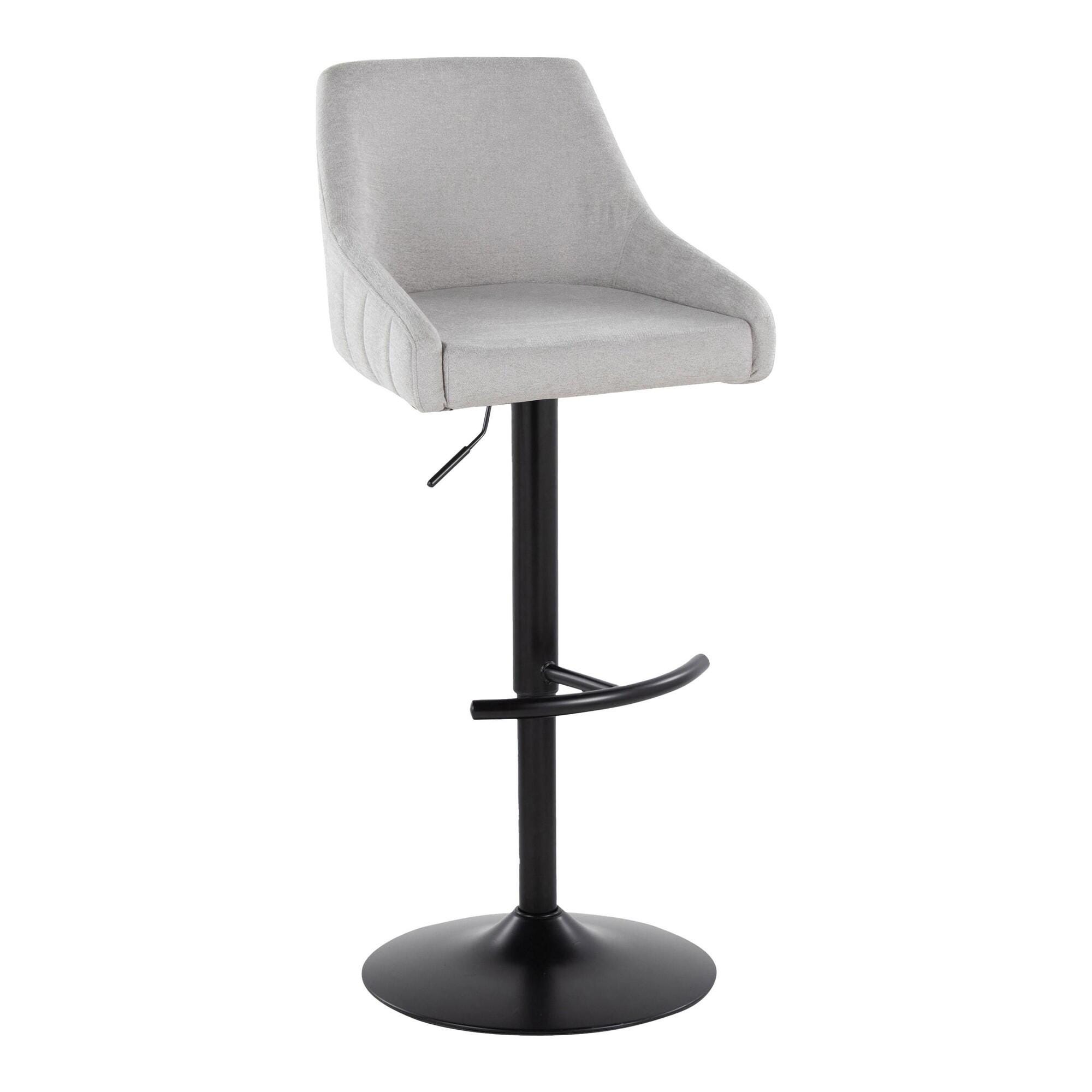 LumiSource Hannah Adjustable Height Barstool (Set of 2), Black/Gray, large