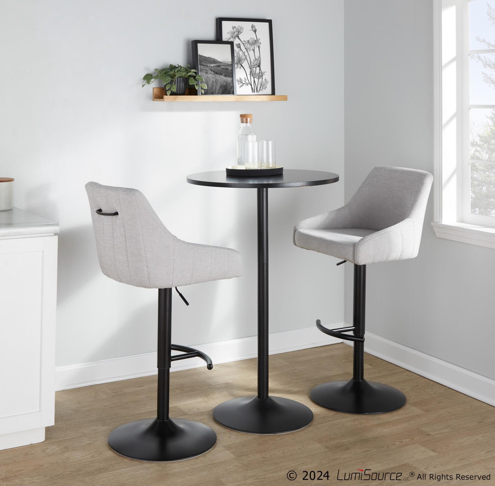 LumiSource Hannah Adjustable Height Barstool (Set of 2), Black/Gray, large
