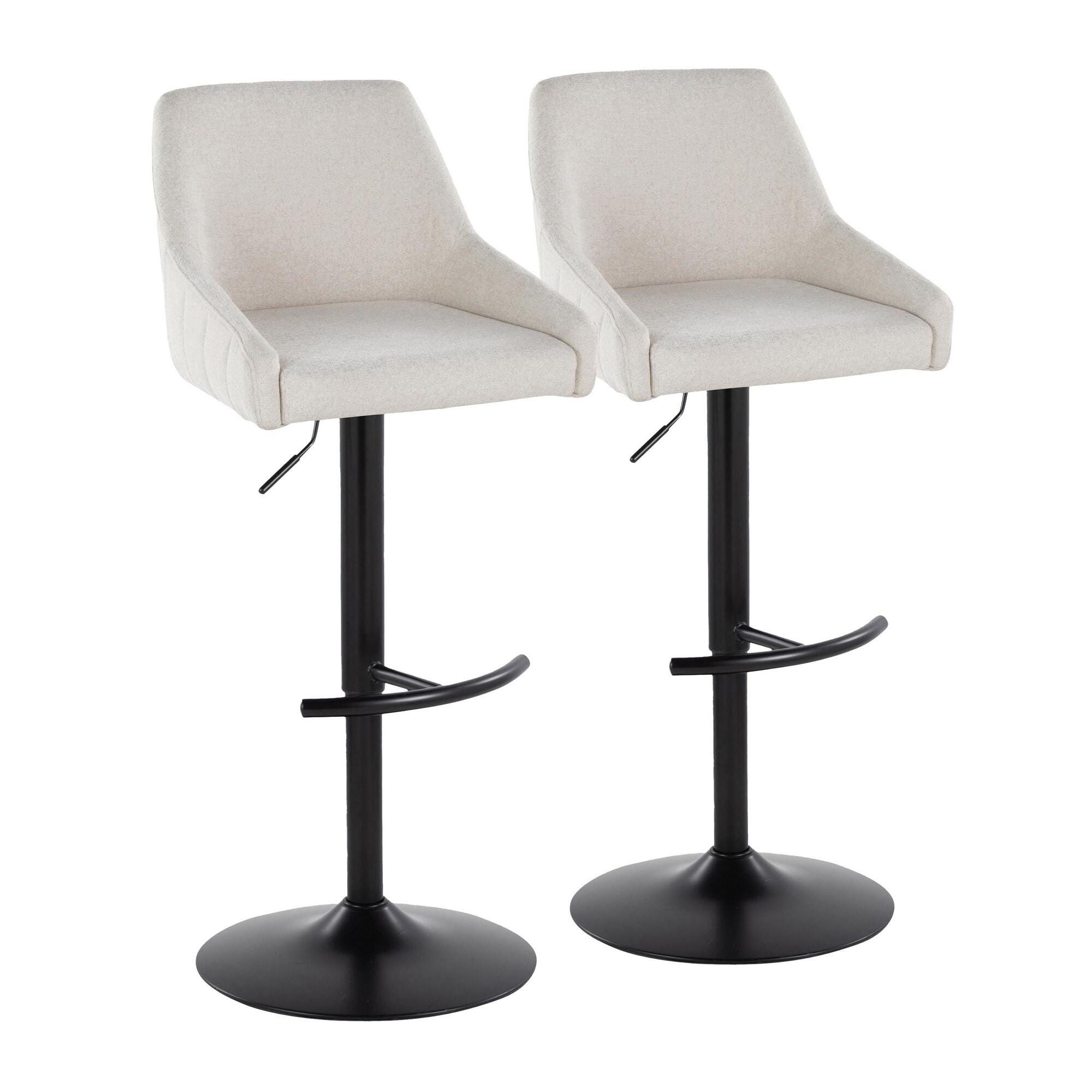 LumiSource Hannah Adjustable Height Barstool (Set of 2), Black/Cream, large