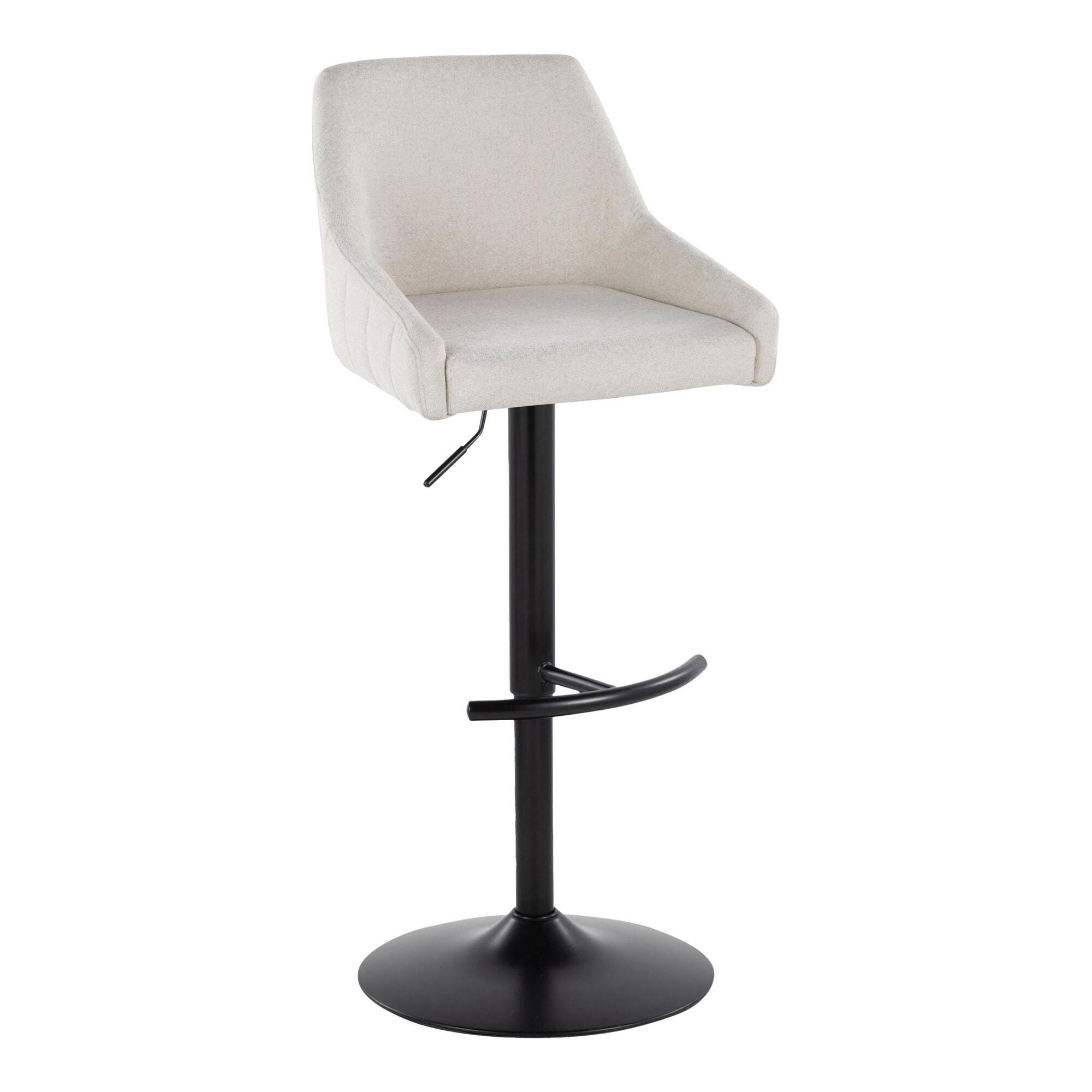 LumiSource Hannah Adjustable Height Barstool (Set of 2), Black/Cream, large