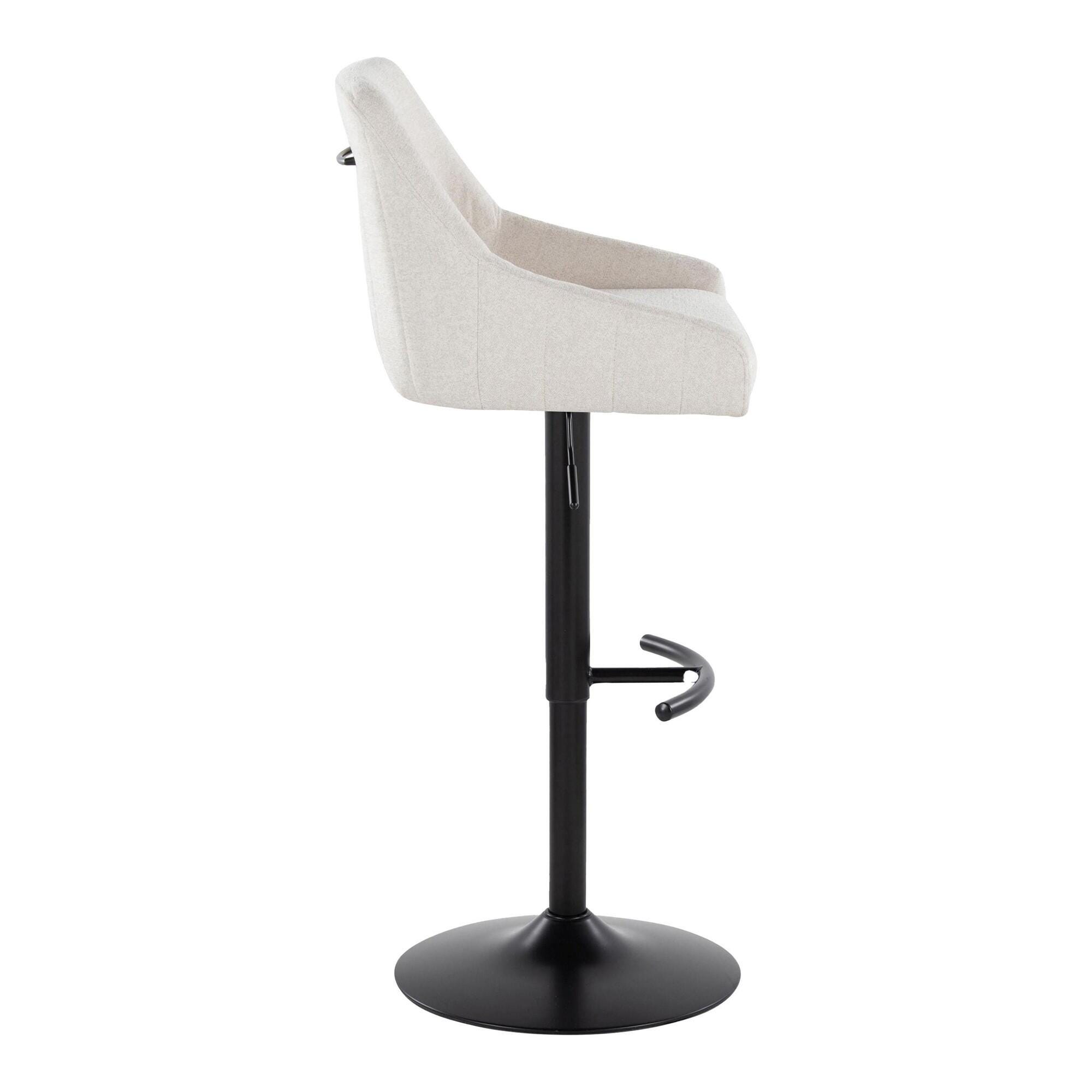 LumiSource Hannah Adjustable Height Barstool (Set of 2), Black/Cream, large